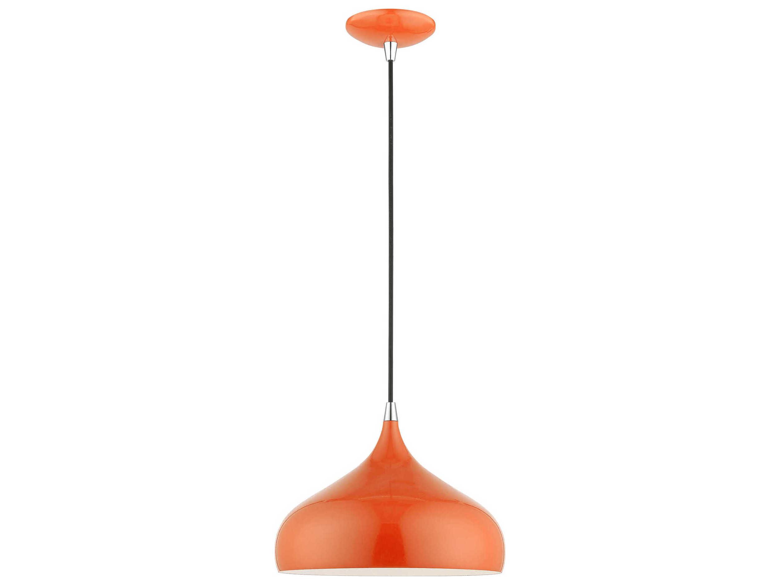 Livex Lighting Amador 1-Light Shiny Orange Polished Chrome Dome Mini Pendant