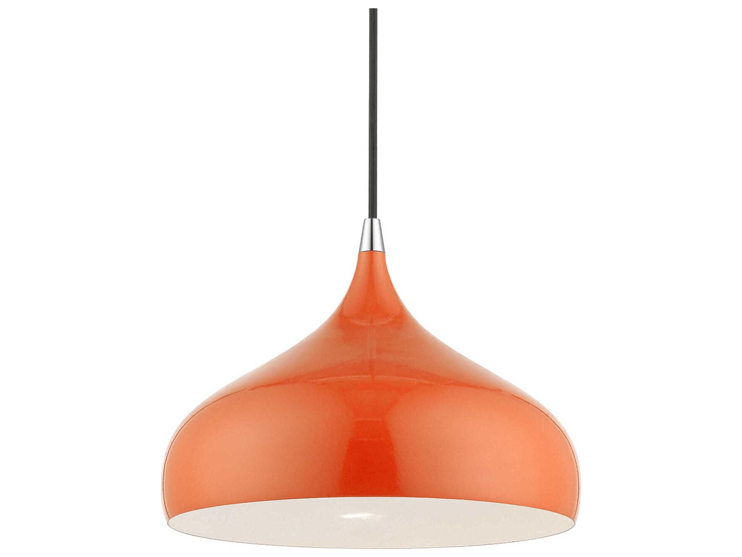Livex Lighting Amador 1-Light Shiny Orange Polished Chrome Dome Mini Pendant
