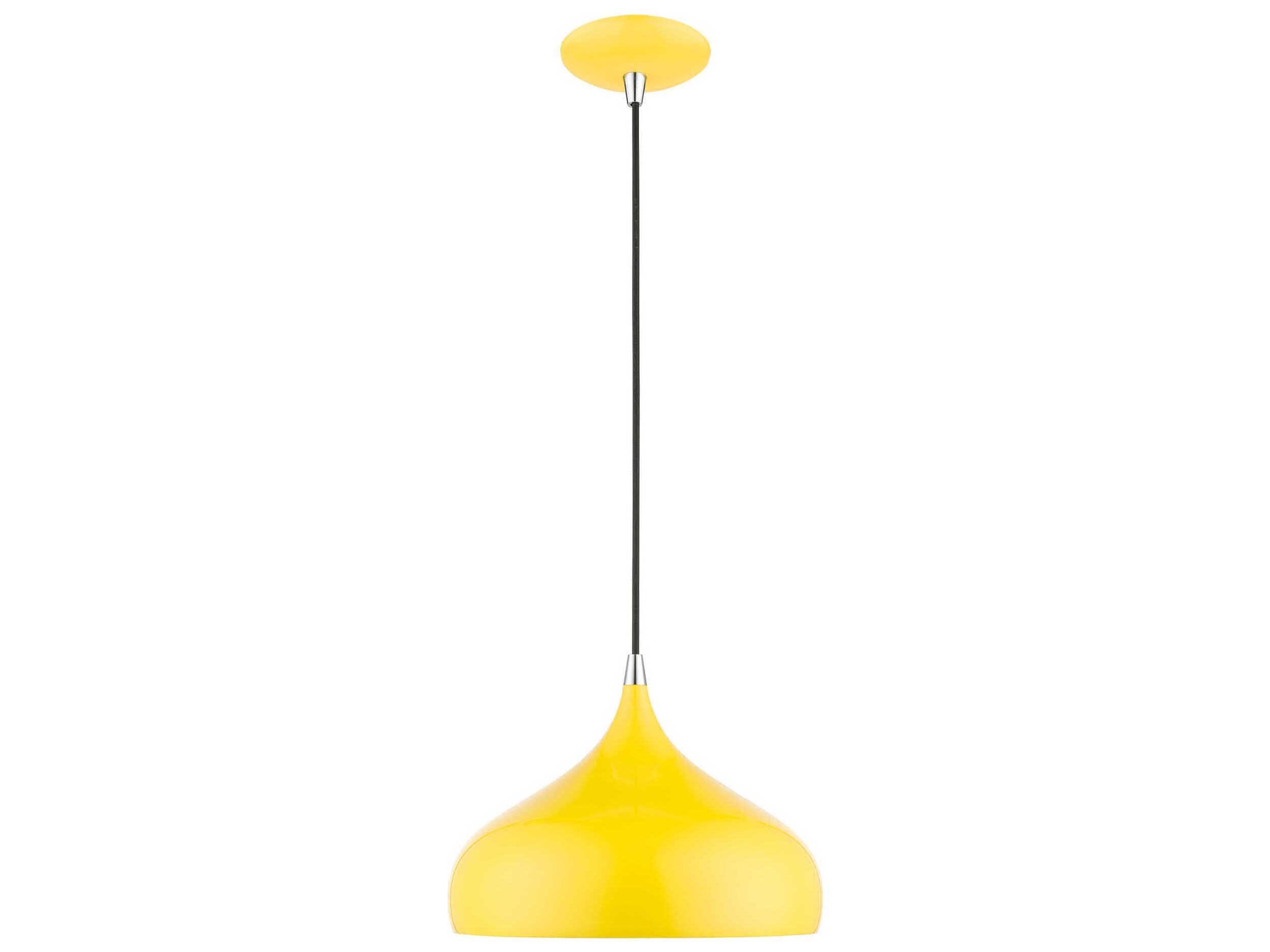 Livex Lighting Amador 1-Light Shiny Yellow Polished Chrome Dome Mini Pendant