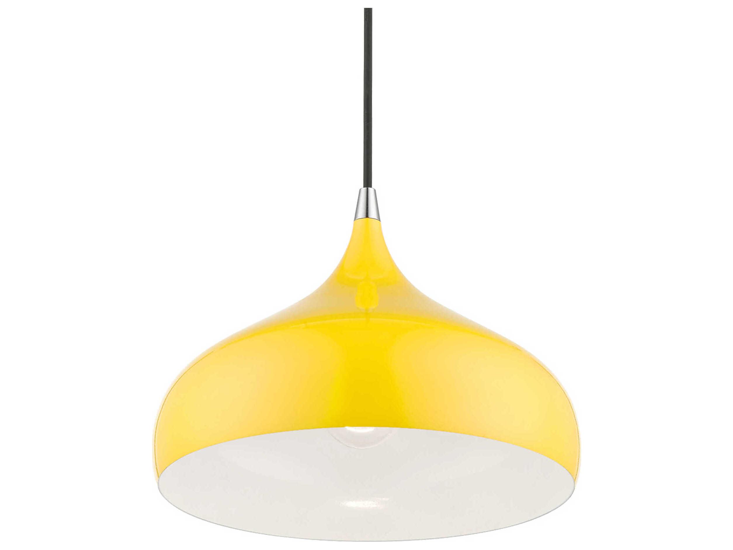 Livex Lighting Amador 1-Light Shiny Yellow Polished Chrome Dome Mini Pendant