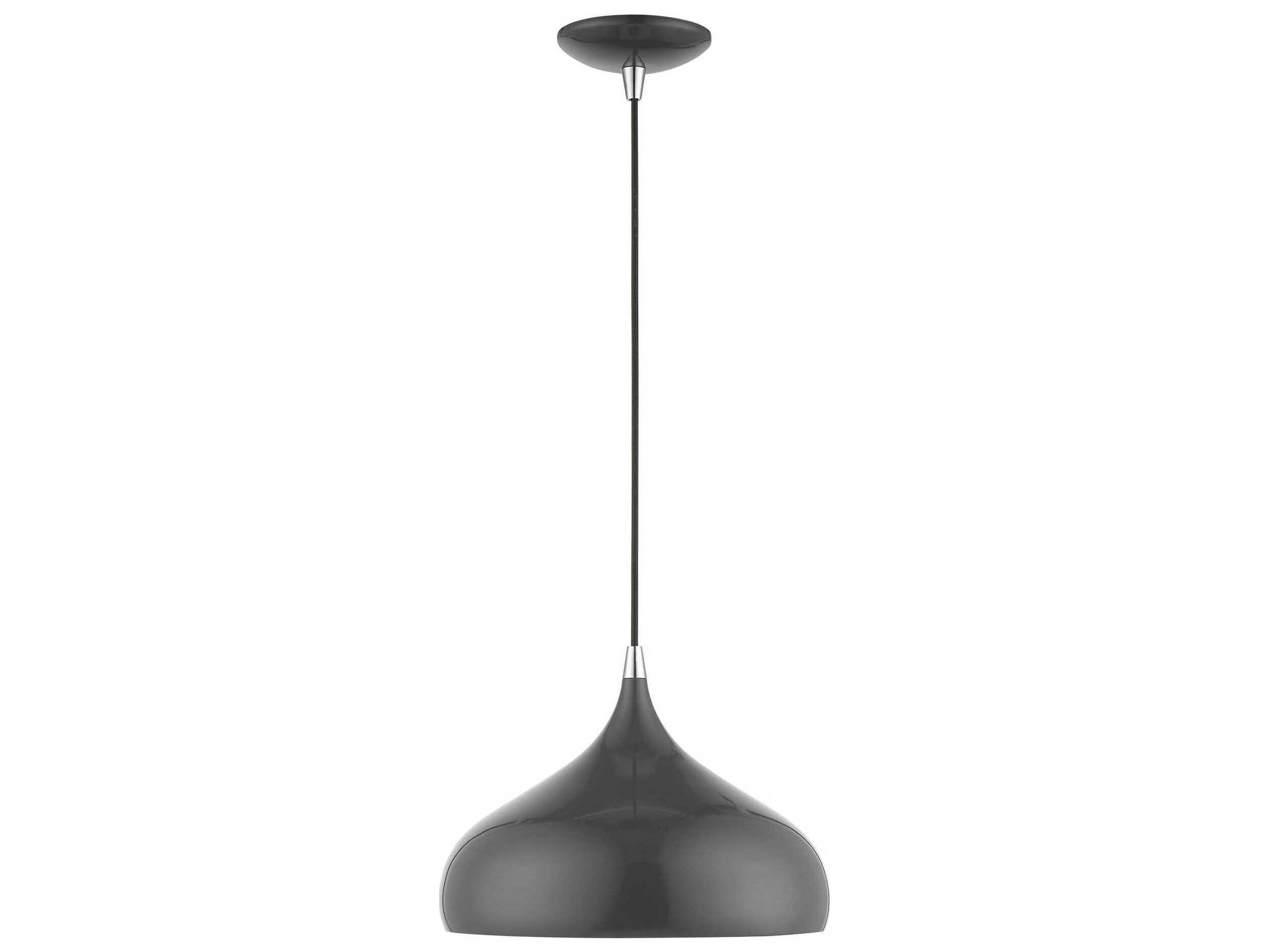 Livex Lighting Amador 1-Light Shiny Dark Gray Polished Chrome Dome Mini Pendant