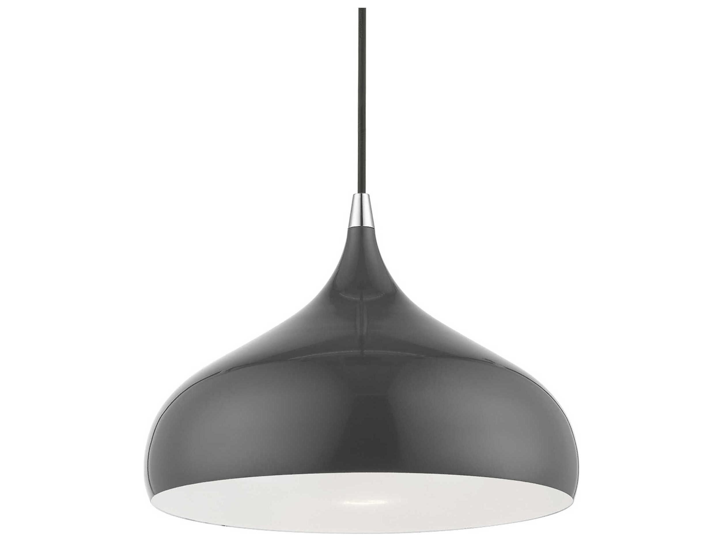Livex Lighting Amador 1-Light Shiny Dark Gray Polished Chrome Dome Mini Pendant