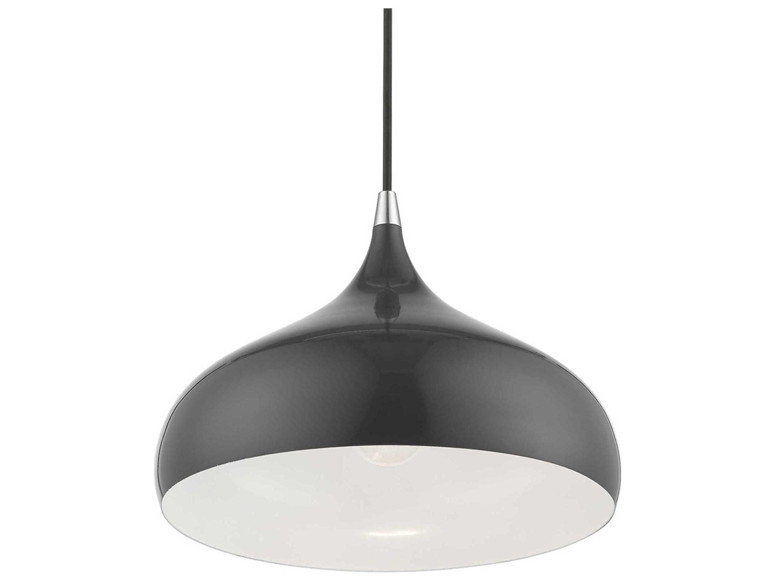 Livex Lighting Amador 1-Light Shiny Dark Gray Polished Chrome Dome Mini Pendant