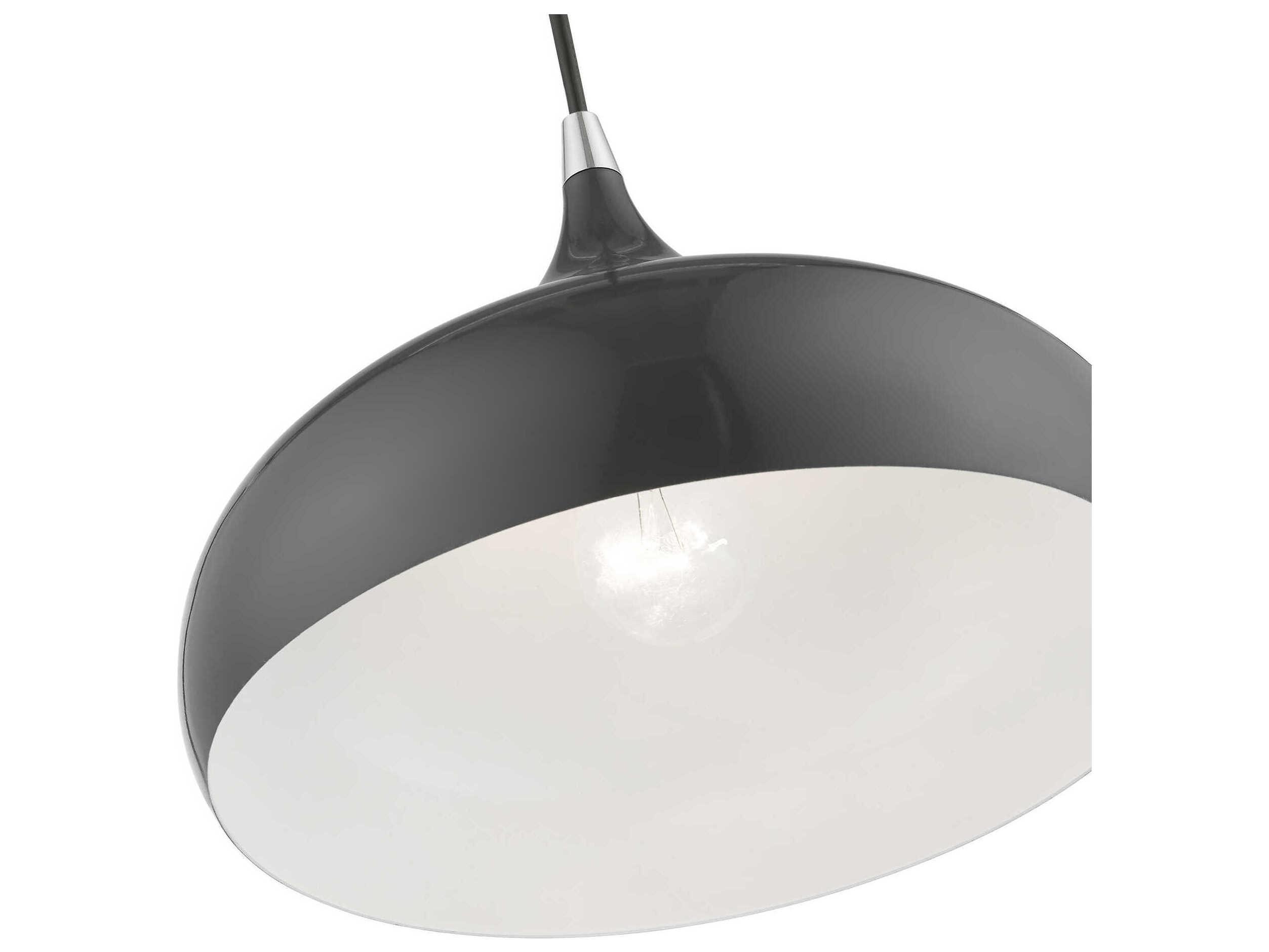 Livex Lighting Amador 1-Light Shiny Dark Gray Polished Chrome Dome Mini Pendant
