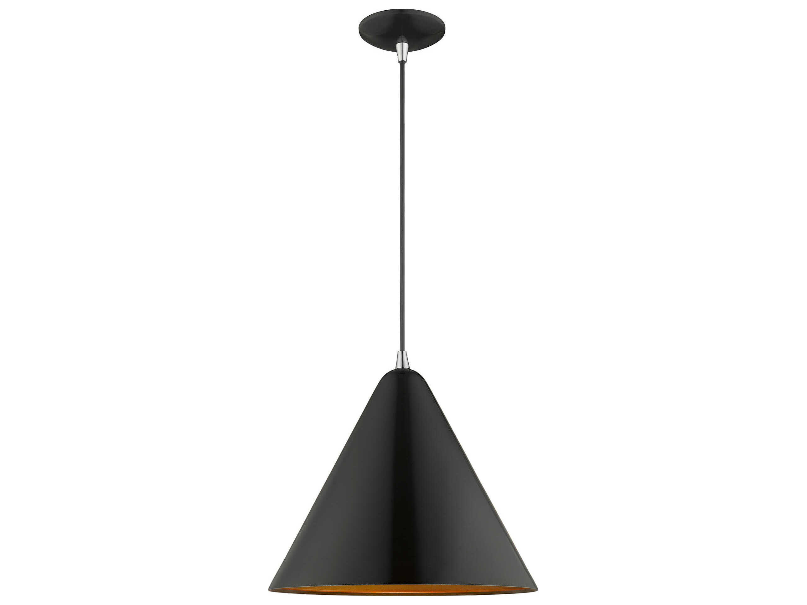 Livex Lighting 1-Light Shiny Black Gold Pendant