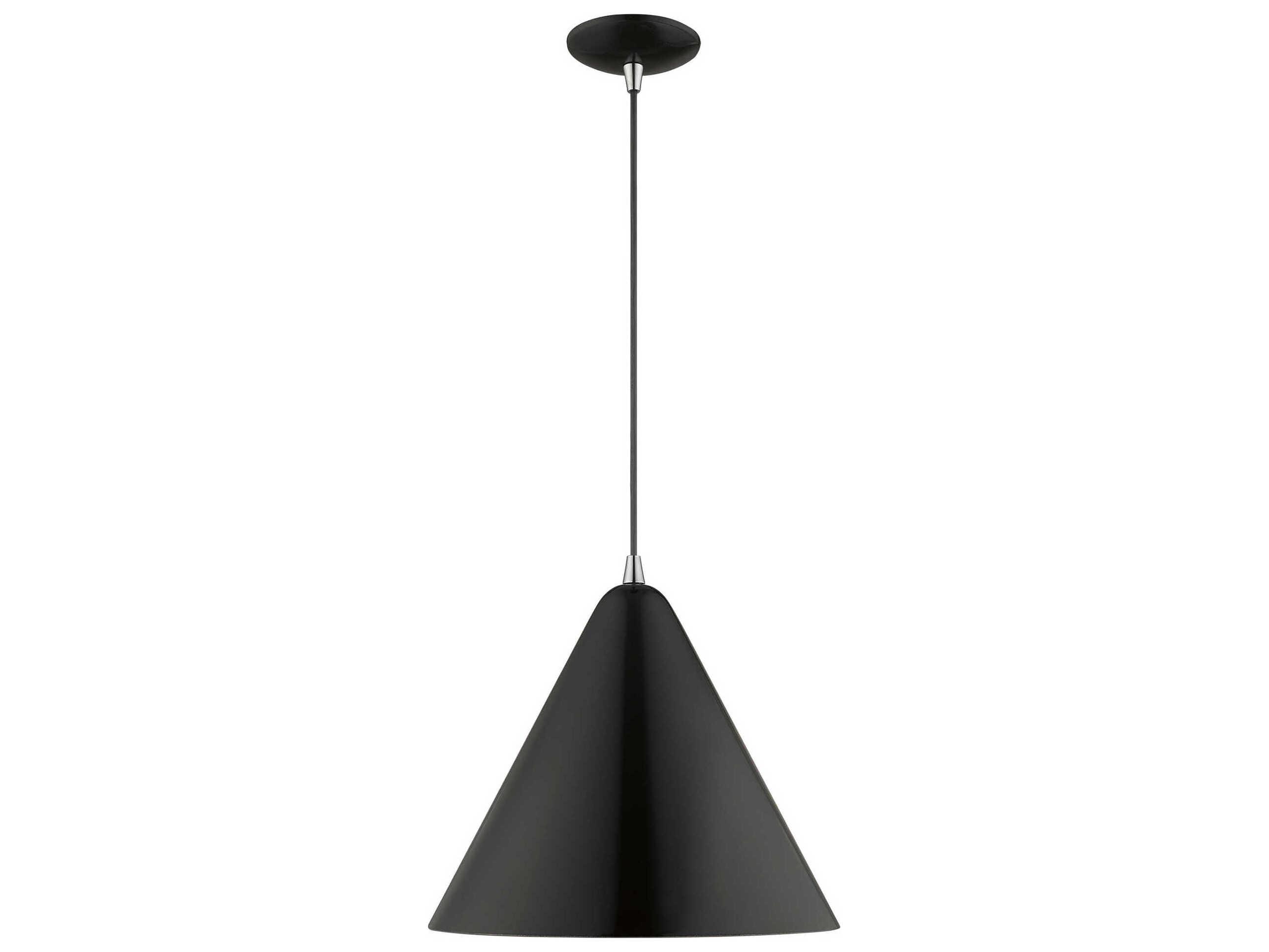Livex Lighting 1-Light Shiny Black Gold Pendant
