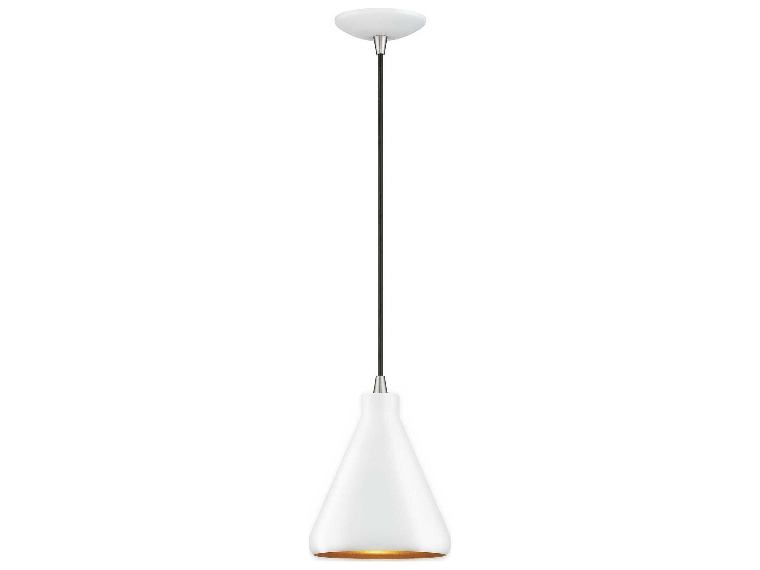 Livex Lighting Geneva 1-Light White Brushed Nickel Mini Pendant