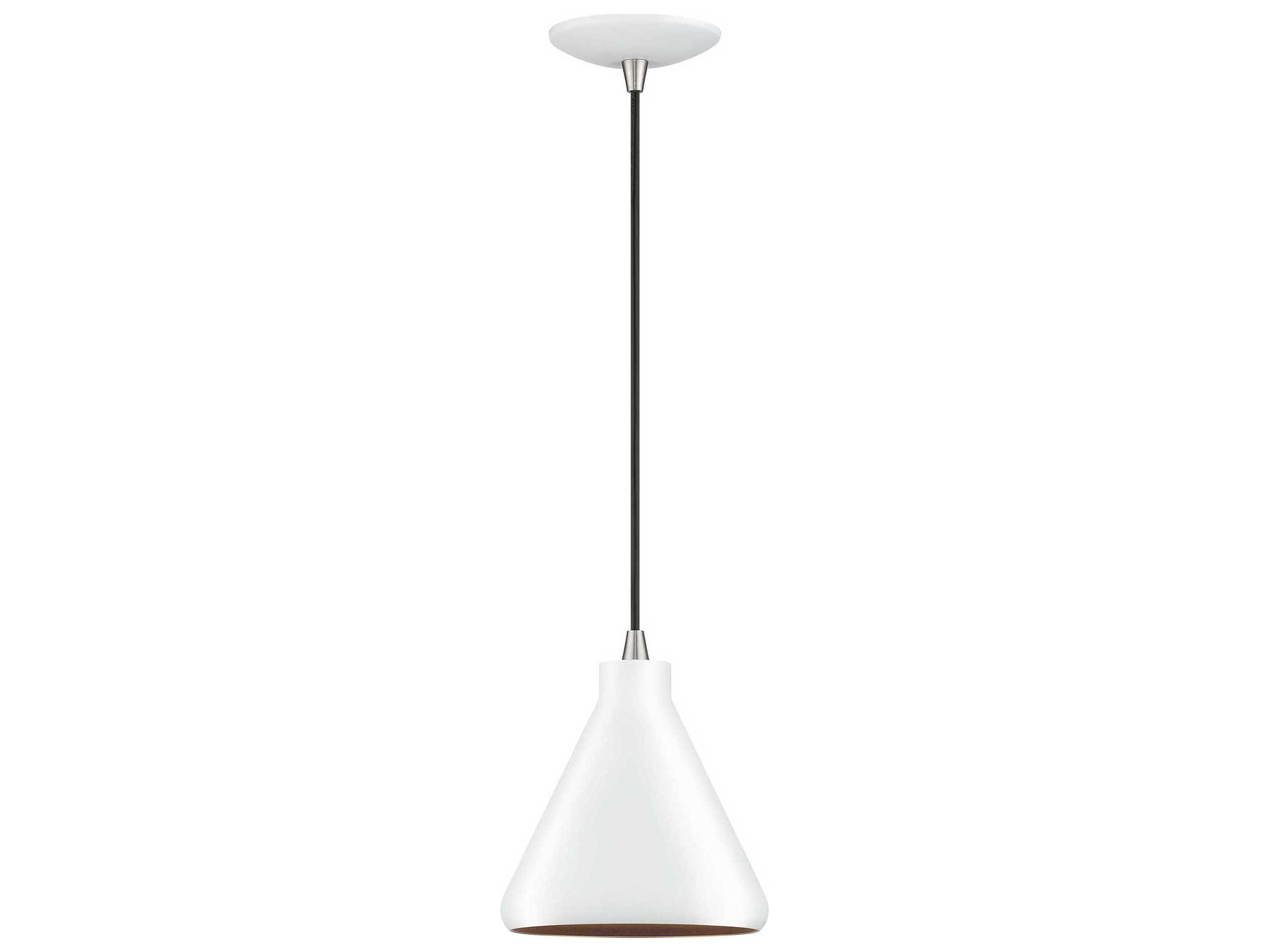 Livex Lighting Geneva 1-Light White Brushed Nickel Mini Pendant