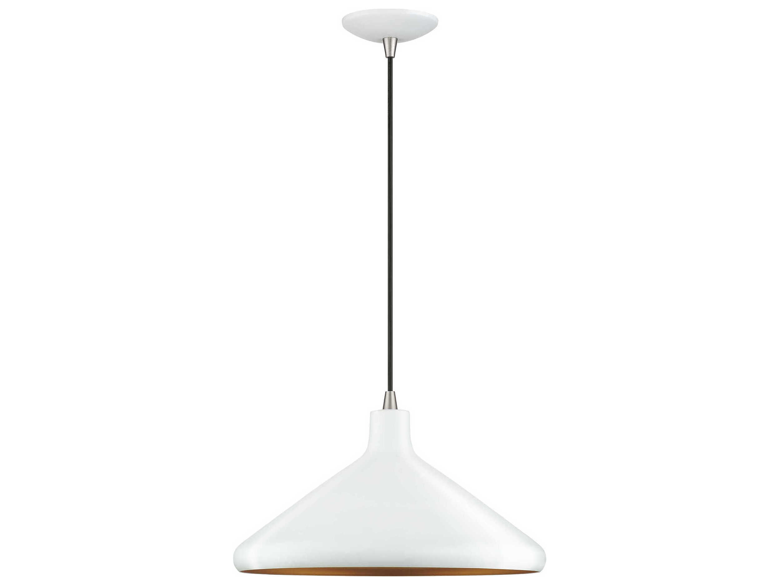 Livex Lighting Geneva 1-Light White Brushed Nickel Pendant
