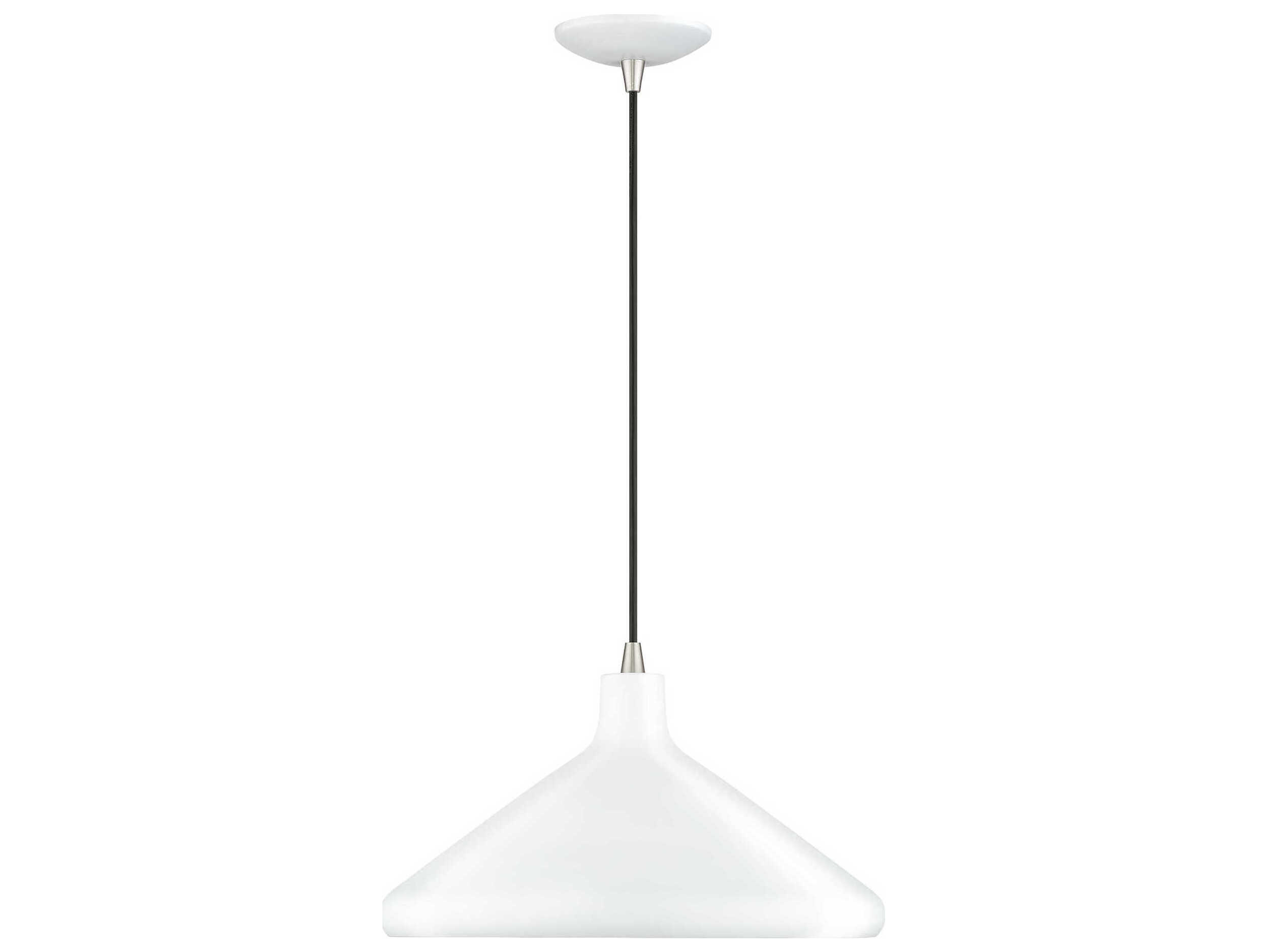 Livex Lighting Geneva 1-Light White Brushed Nickel Pendant