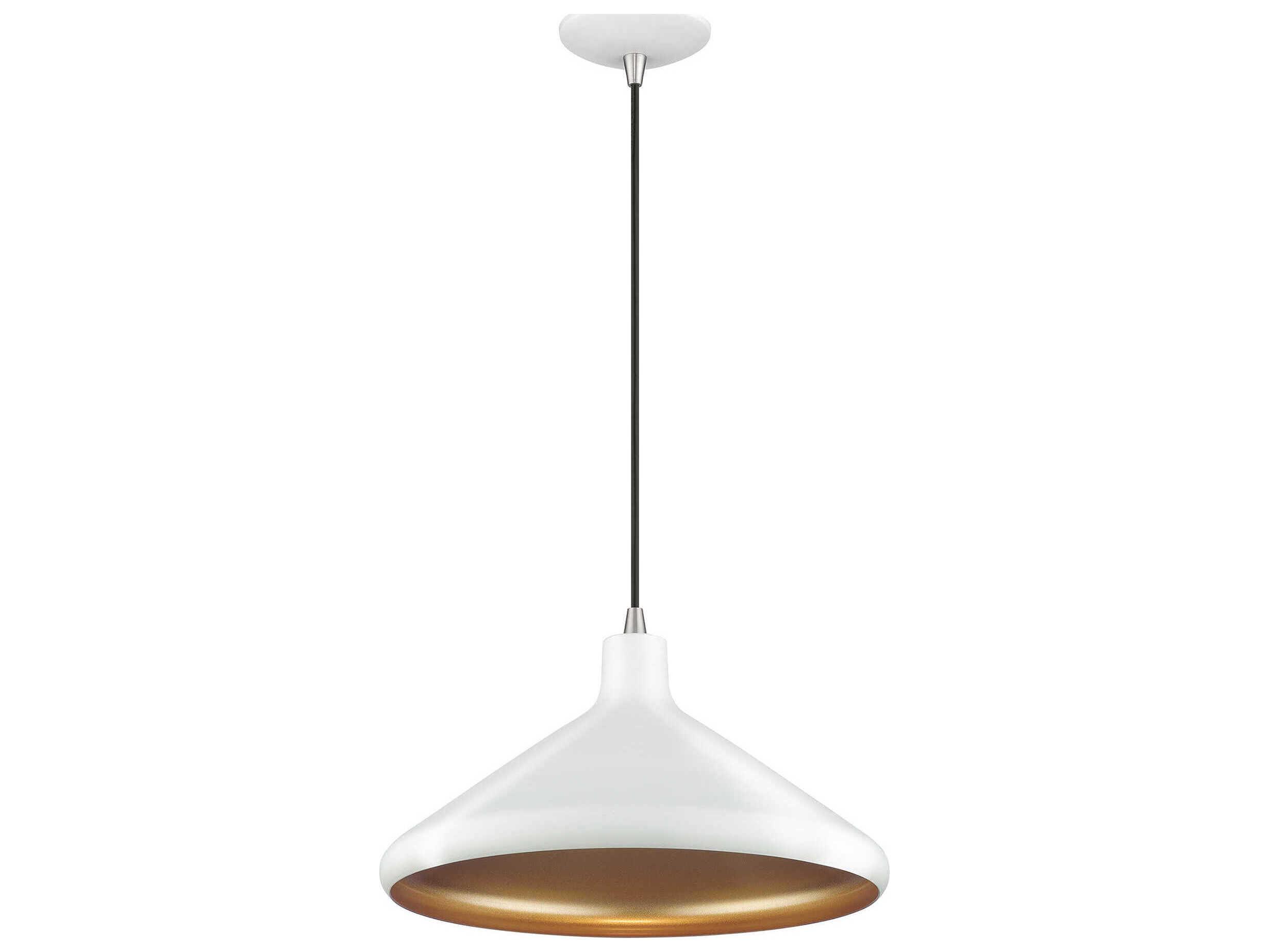 Livex Lighting Geneva 1-Light White Brushed Nickel Pendant