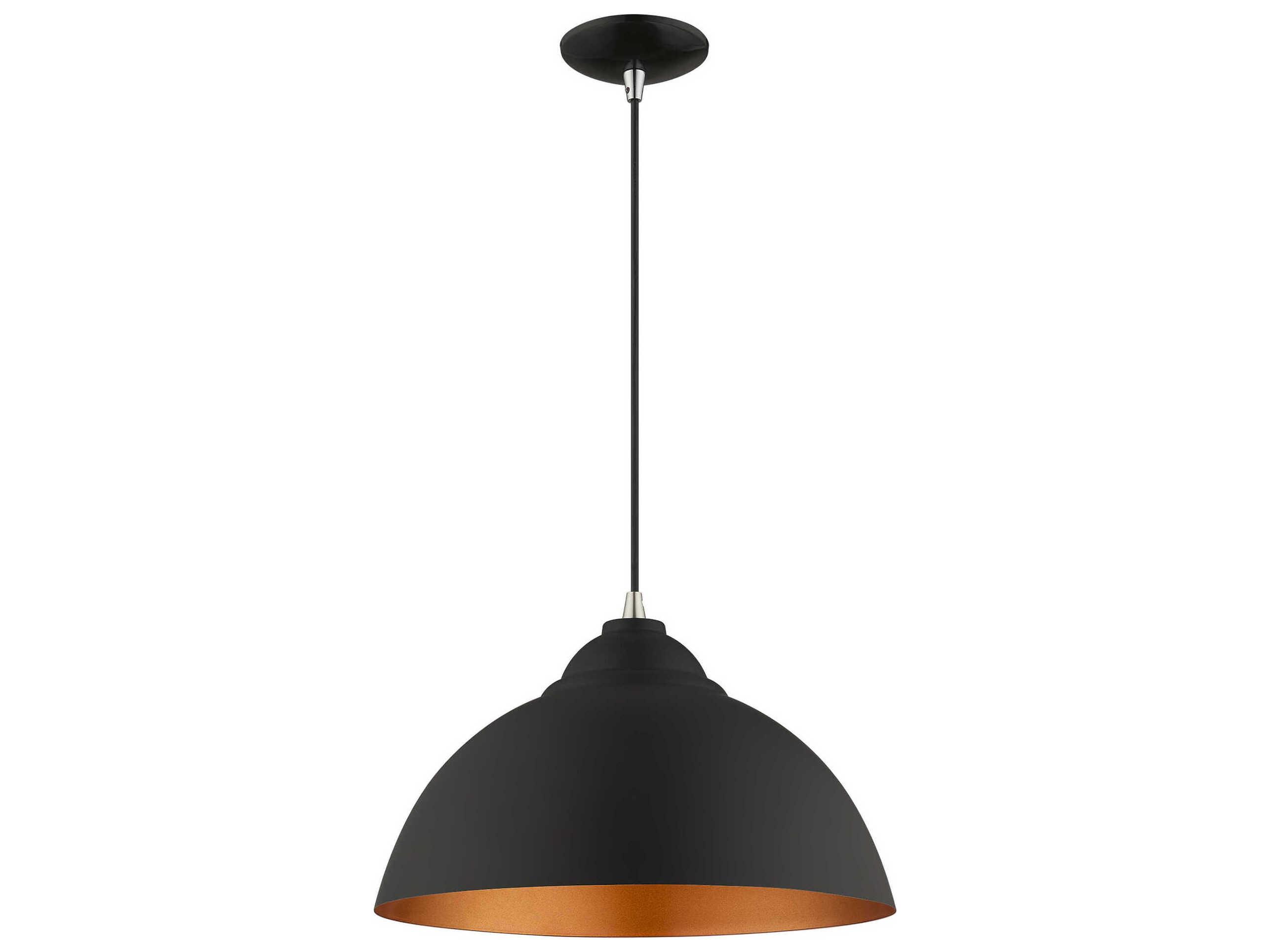 Livex Lighting 1-Light Black Gold Dome Pendant