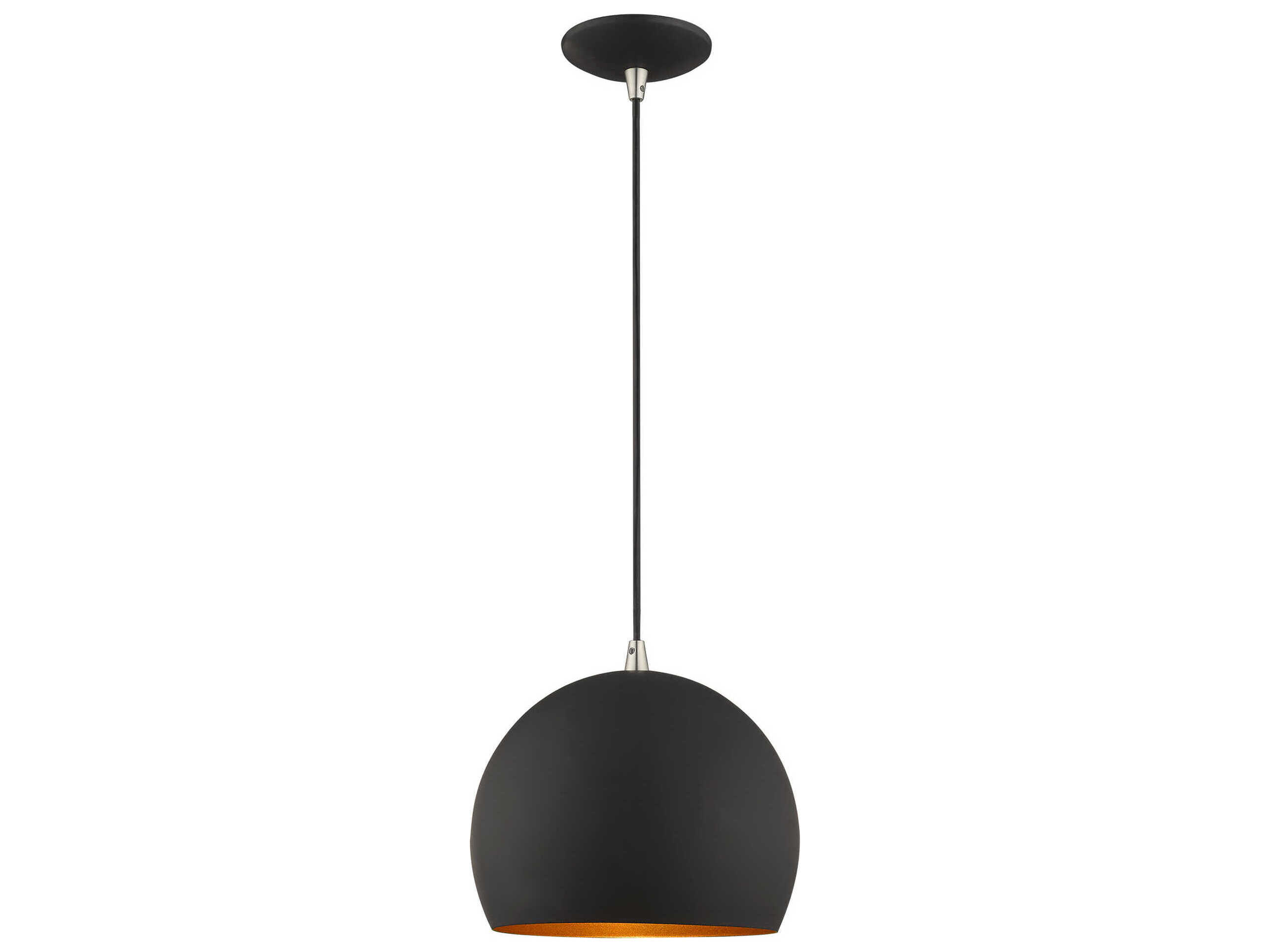 Livex Lighting 1-Light Black Gold Dome Mini Pendant