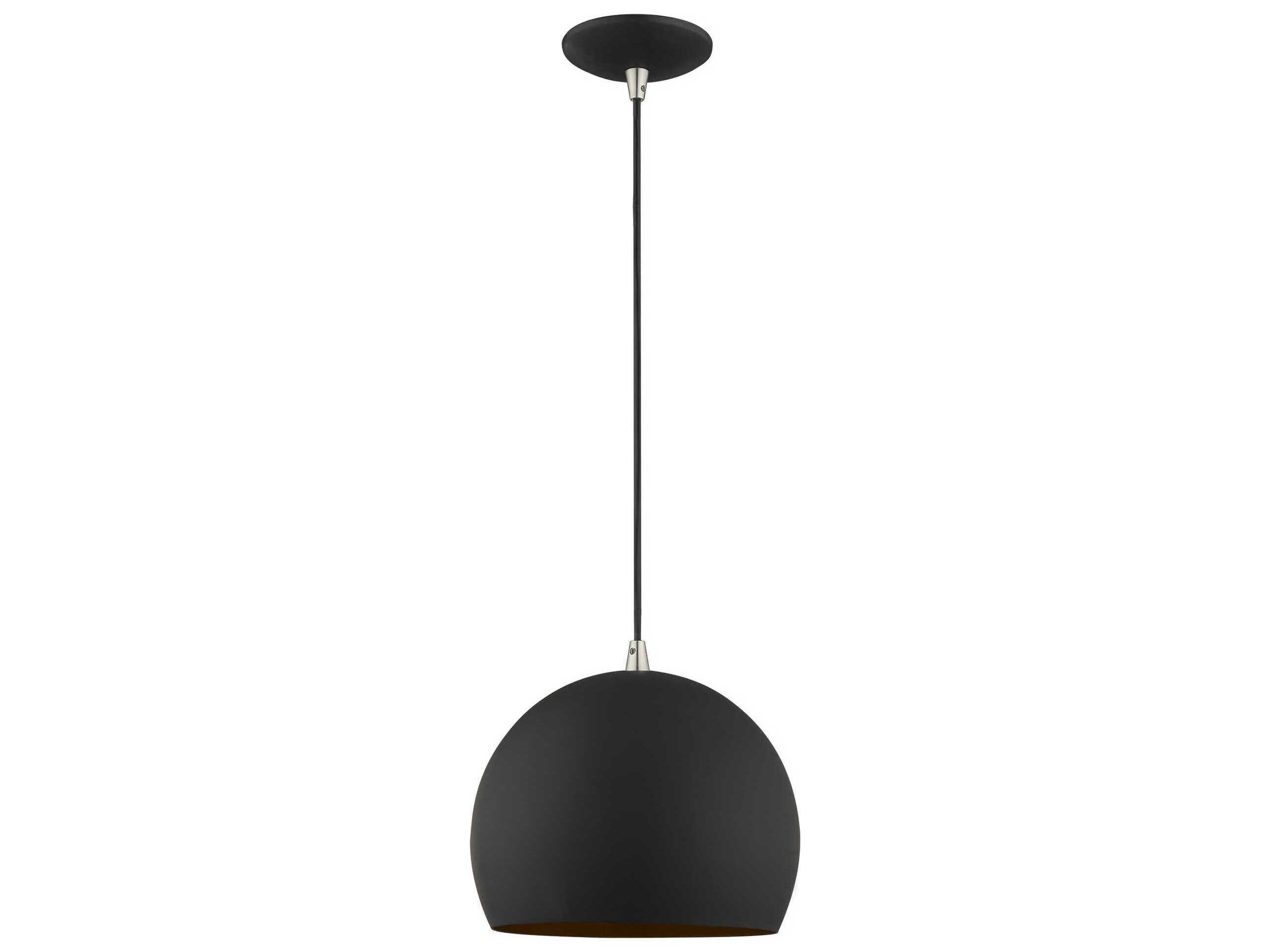Livex Lighting 1-Light Black Gold Dome Mini Pendant