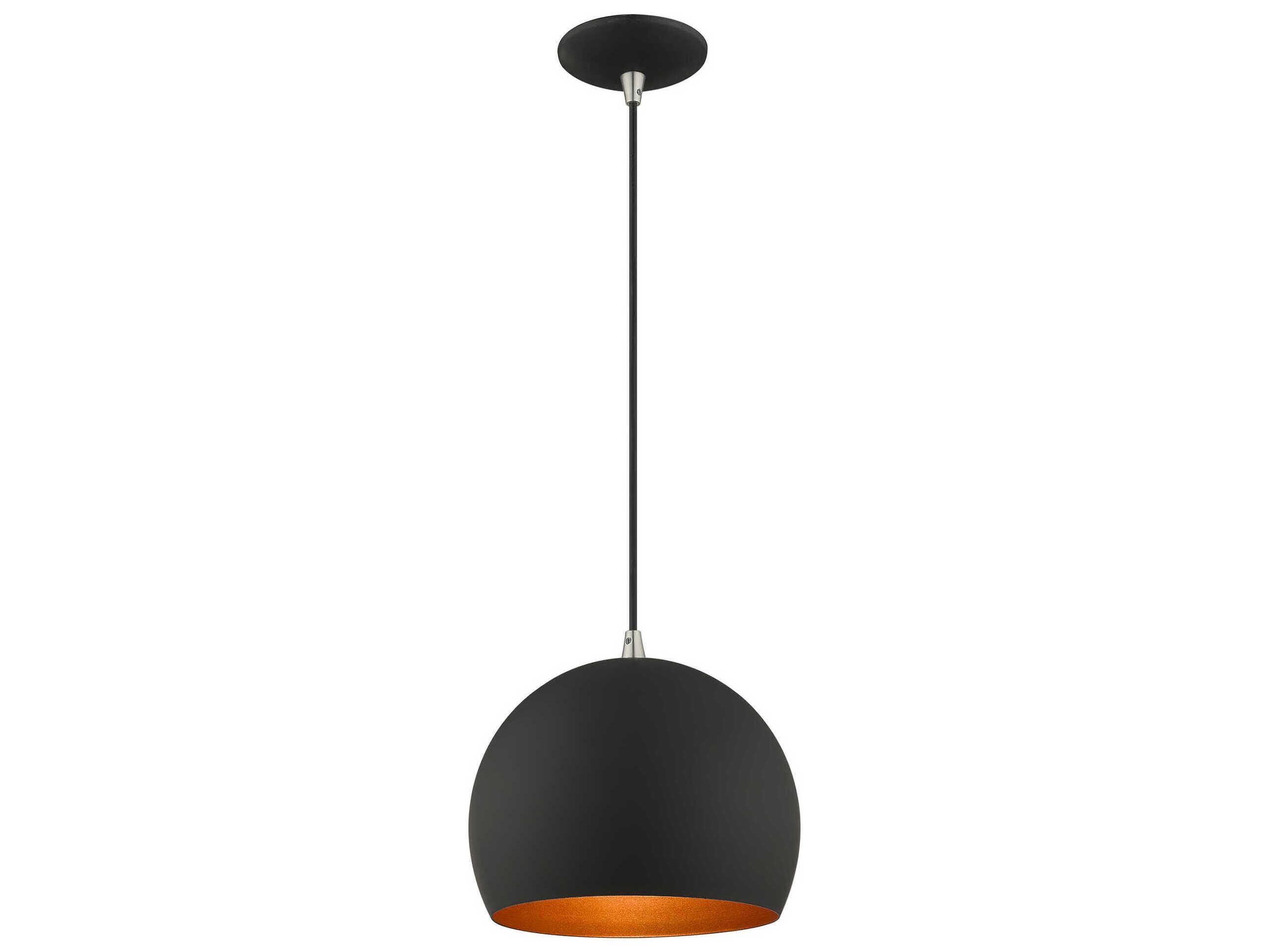 Livex Lighting 1-Light Black Gold Dome Mini Pendant