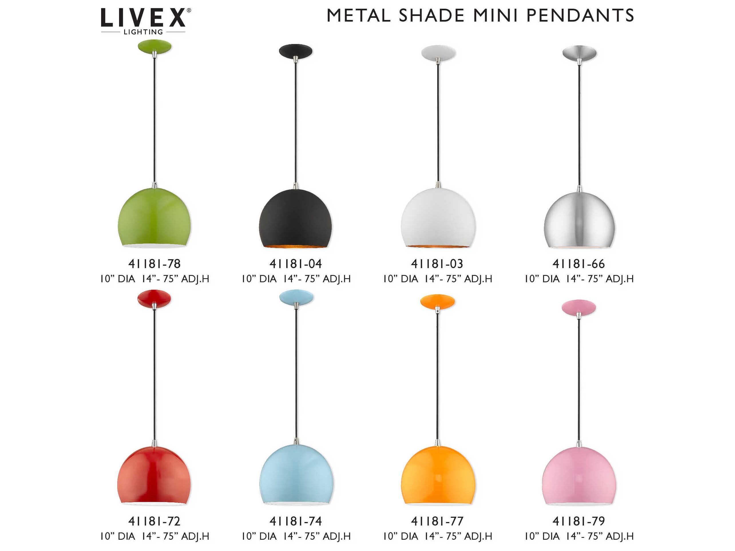 Livex Lighting 1-Light Black Gold Dome Mini Pendant