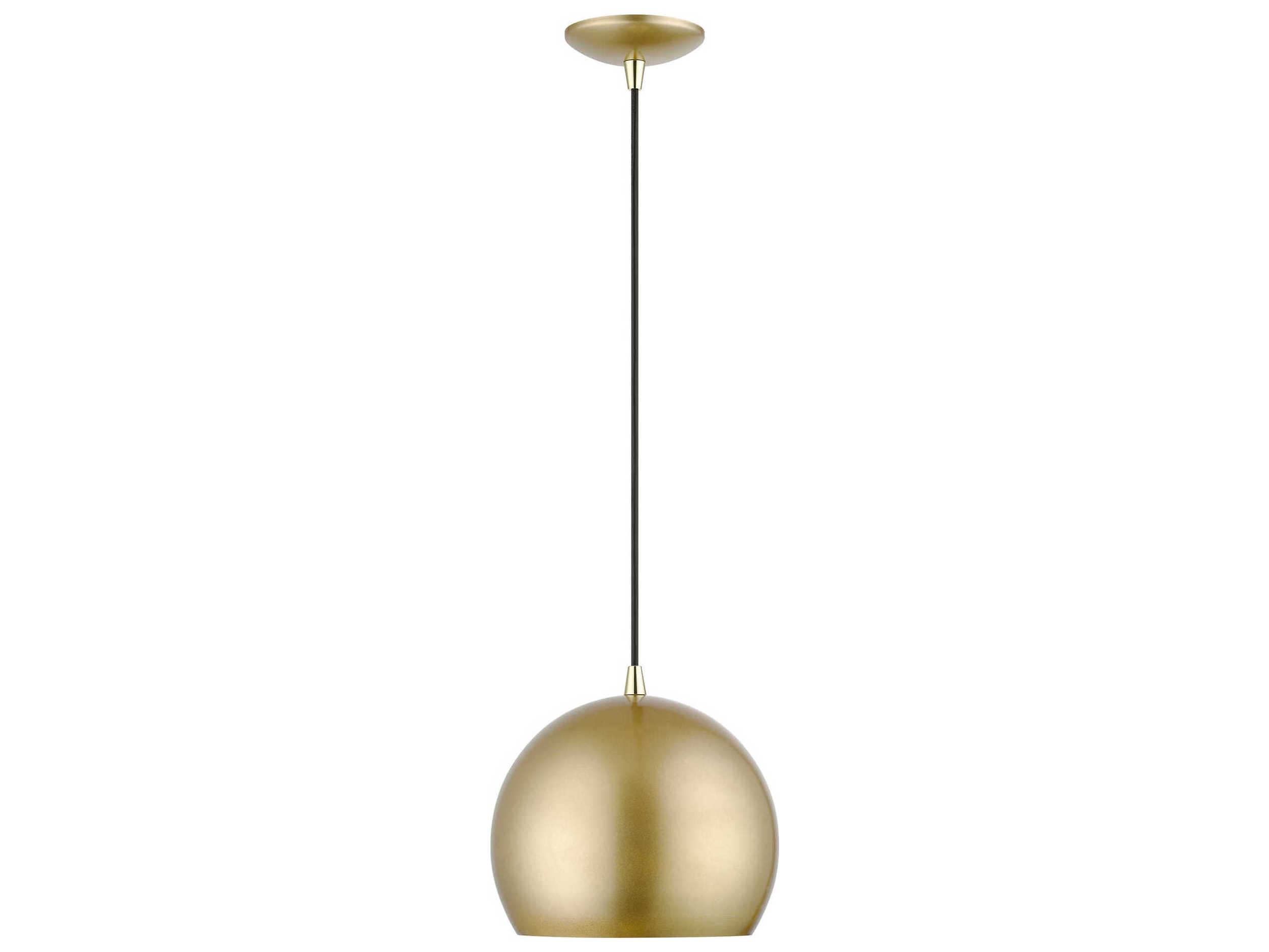 Livex Lighting Piedmont 1-Light Soft Gold Polished Brass Dome Geometric Mini Pendant