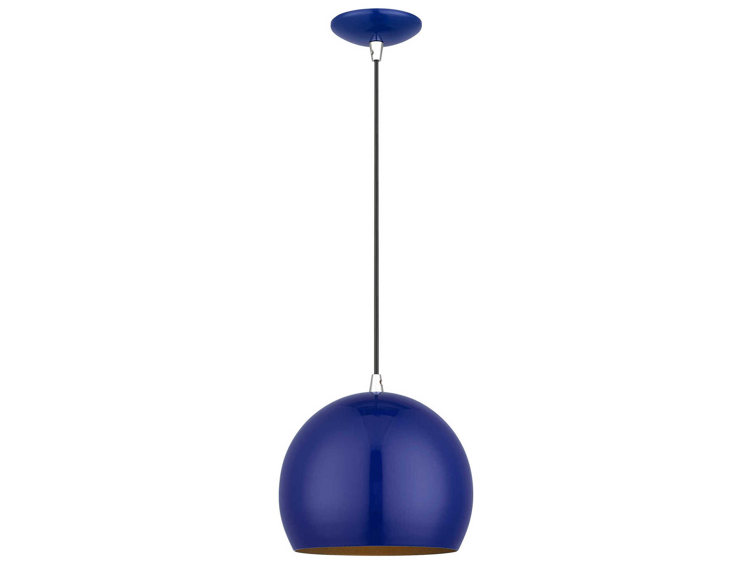 Livex Lighting Piedmont 1-Light Shiny Cobalt Blue Polished Chrome Globe Mini Pendant