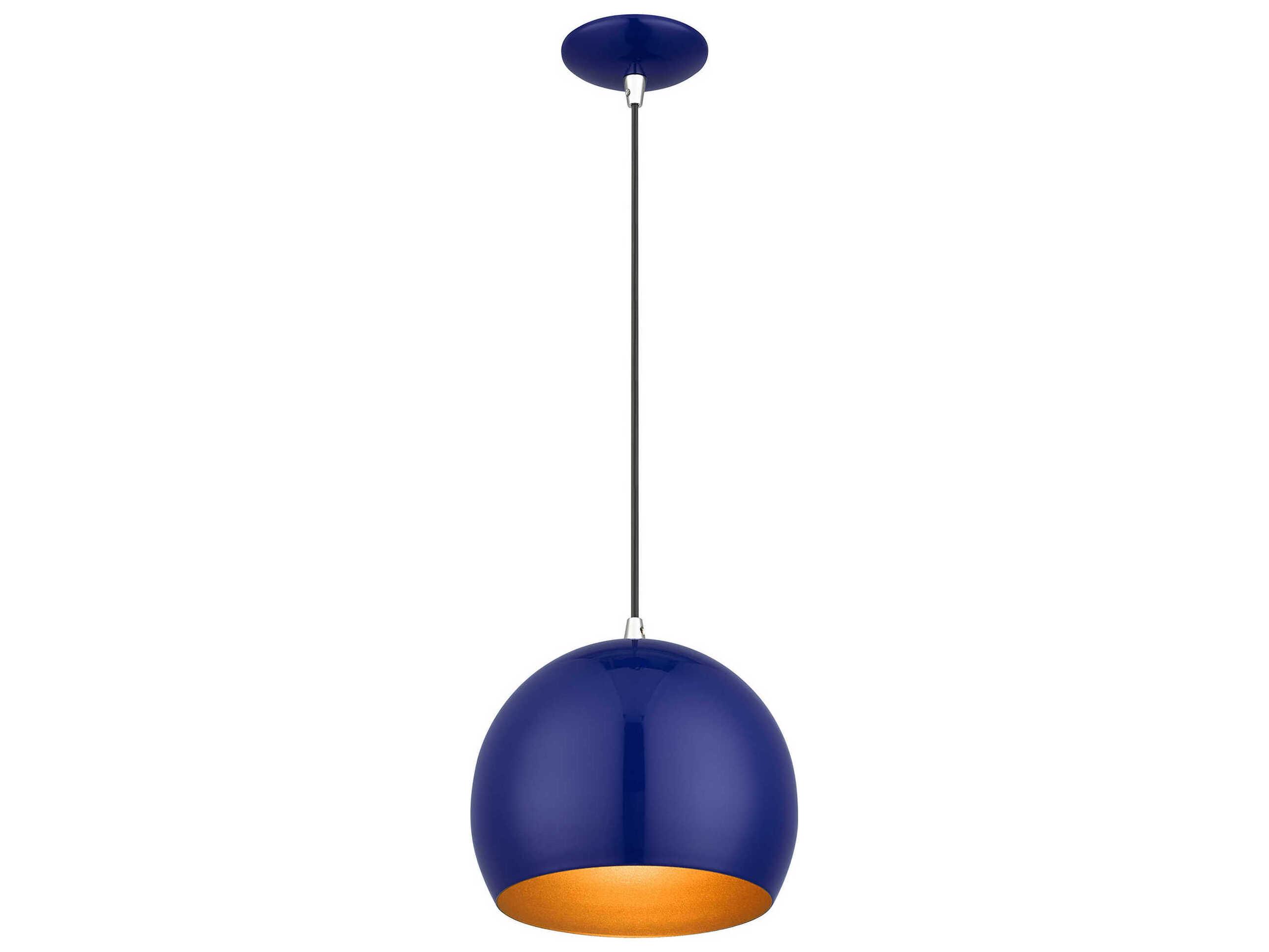 Livex Lighting Piedmont 1-Light Shiny Cobalt Blue Polished Chrome Globe Mini Pendant