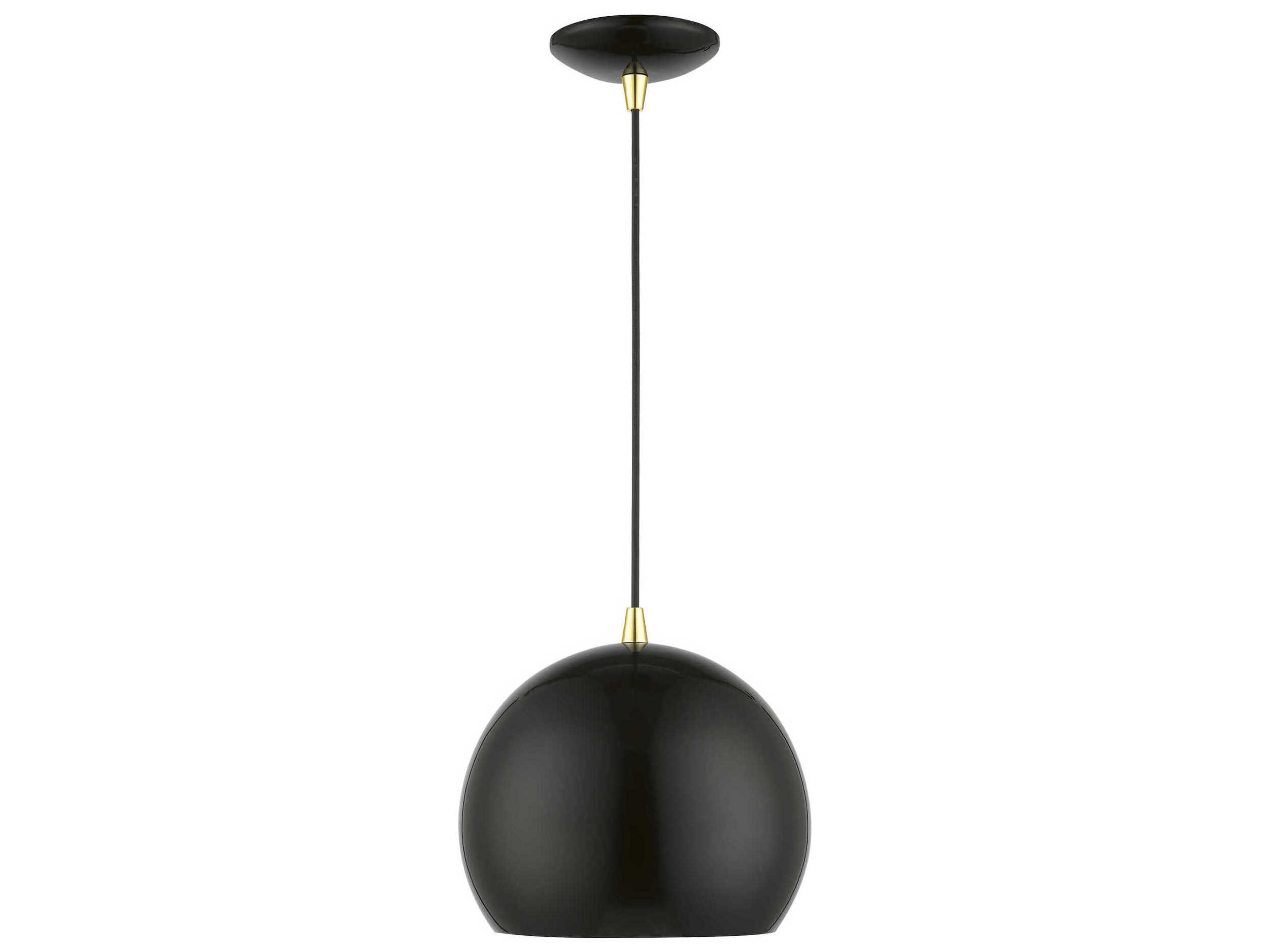 Livex Lighting Piedmont 1-Light Shiny Black Polished Brass Dome Mini Pendant