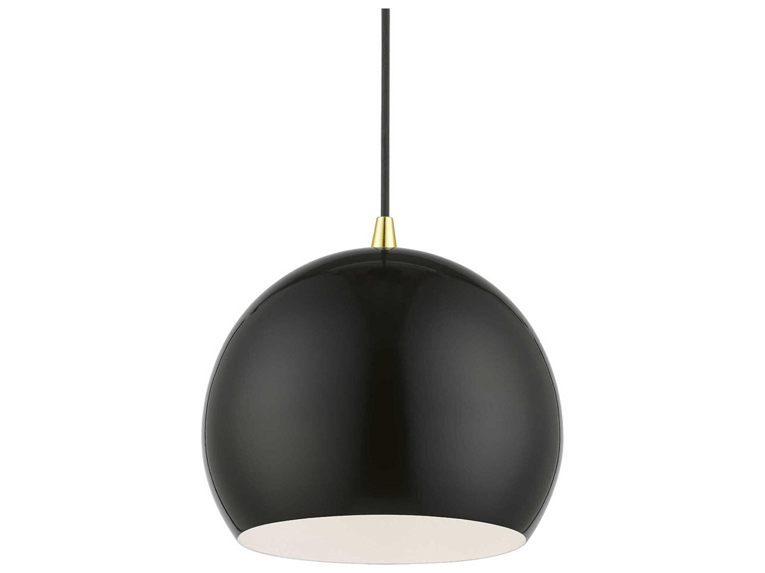 Livex Lighting Piedmont 1-Light Shiny Black Polished Brass Dome Mini Pendant