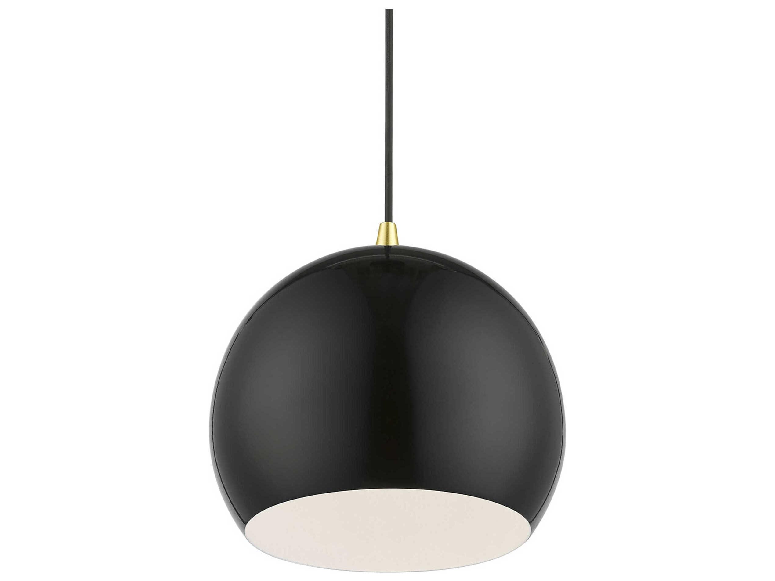 Livex Lighting Piedmont 1-Light Shiny Black Polished Brass Dome Mini Pendant