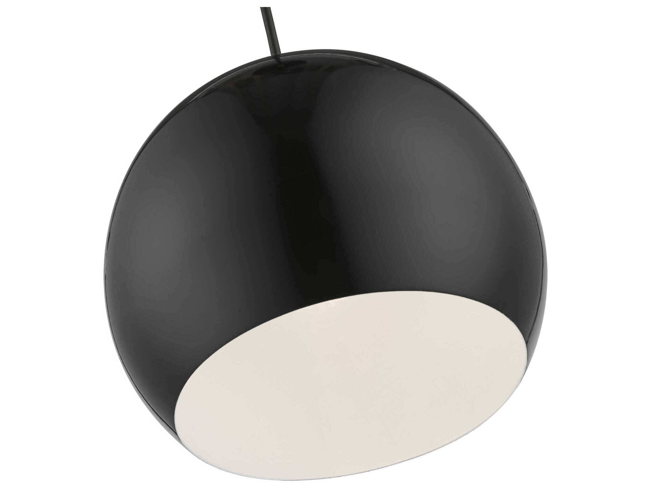 Livex Lighting Piedmont 1-Light Shiny Black Polished Brass Dome Mini Pendant