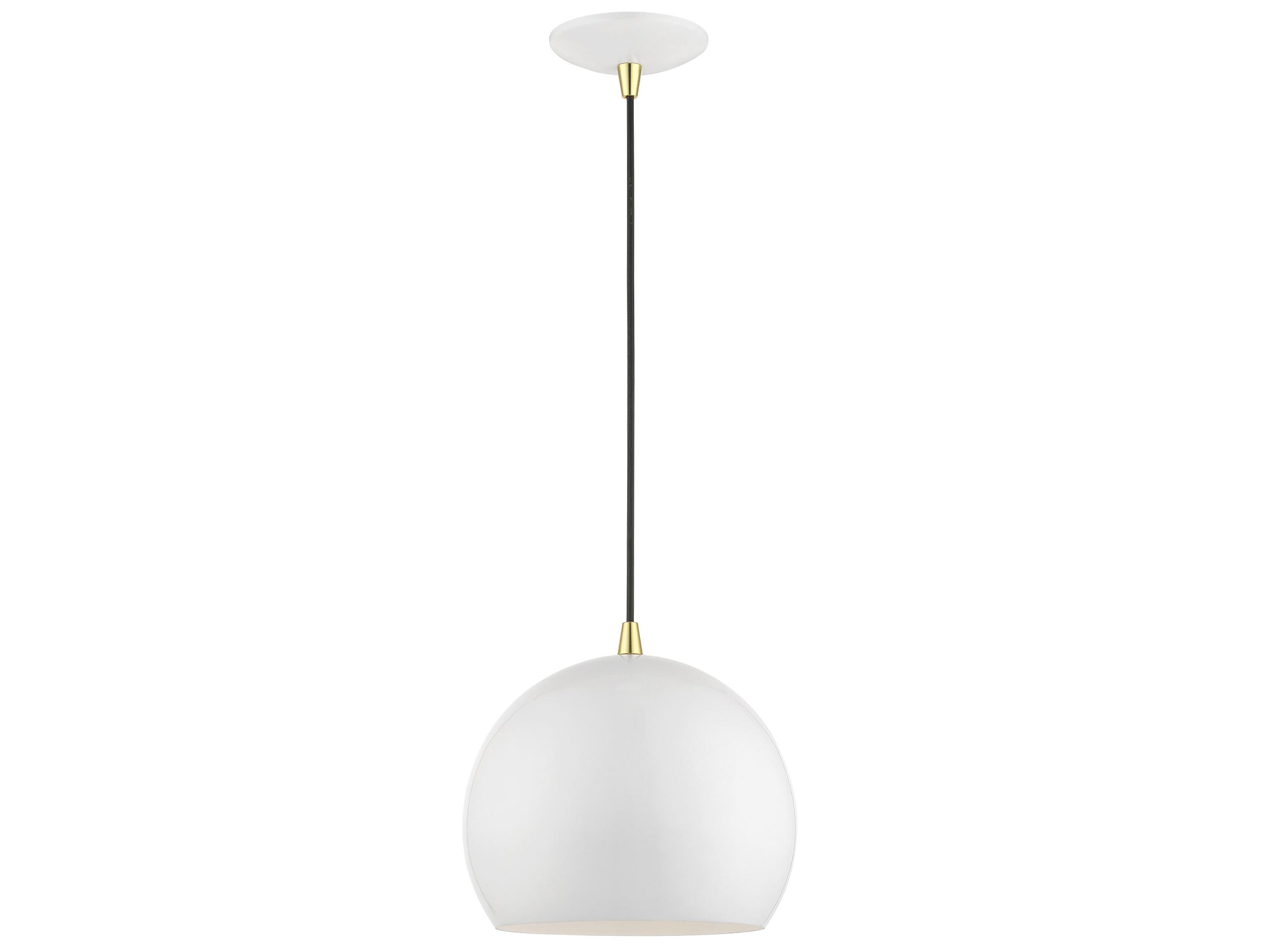 Livex Lighting Piedmont 1-Light Shiny White Polished Brass Dome Mini Pendant
