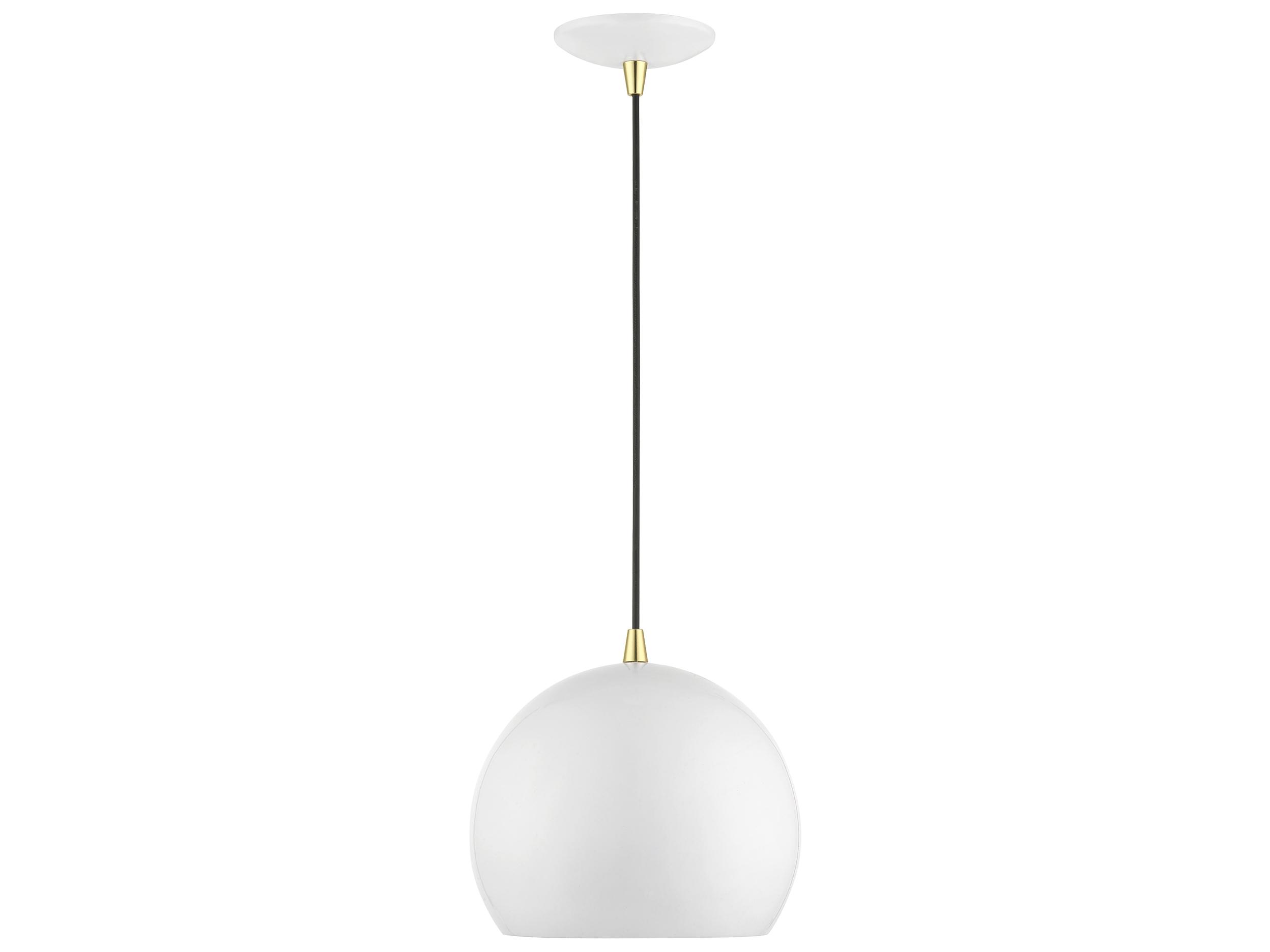 Livex Lighting Piedmont 1-Light Shiny White Polished Brass Dome Mini Pendant