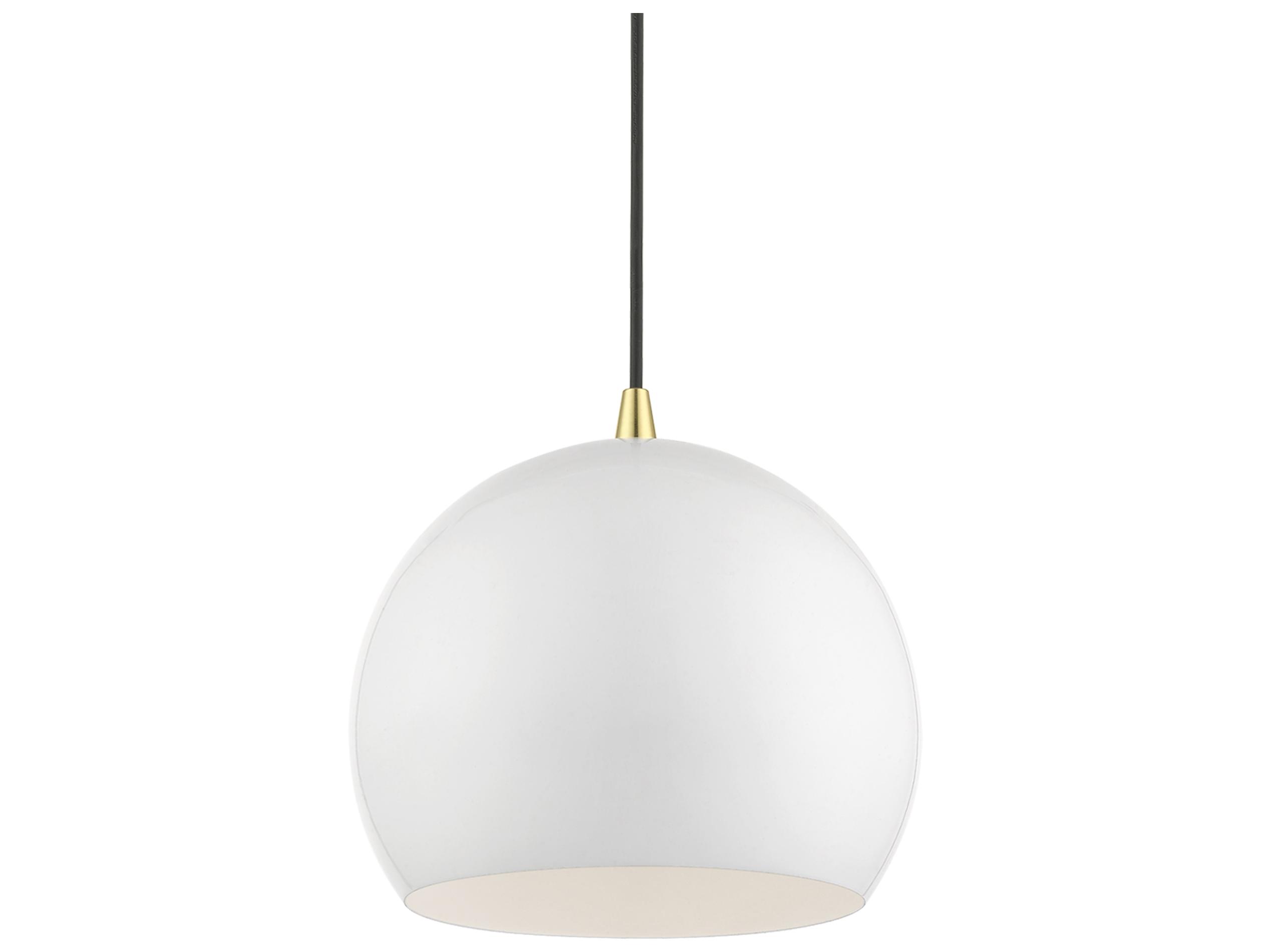 Livex Lighting Piedmont 1-Light Shiny White Polished Brass Dome Mini Pendant