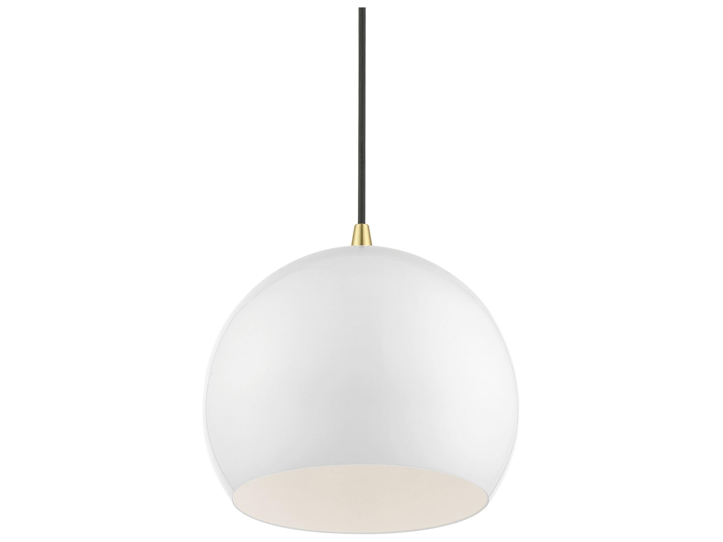 Livex Lighting Piedmont 1-Light Shiny White Polished Brass Dome Mini Pendant