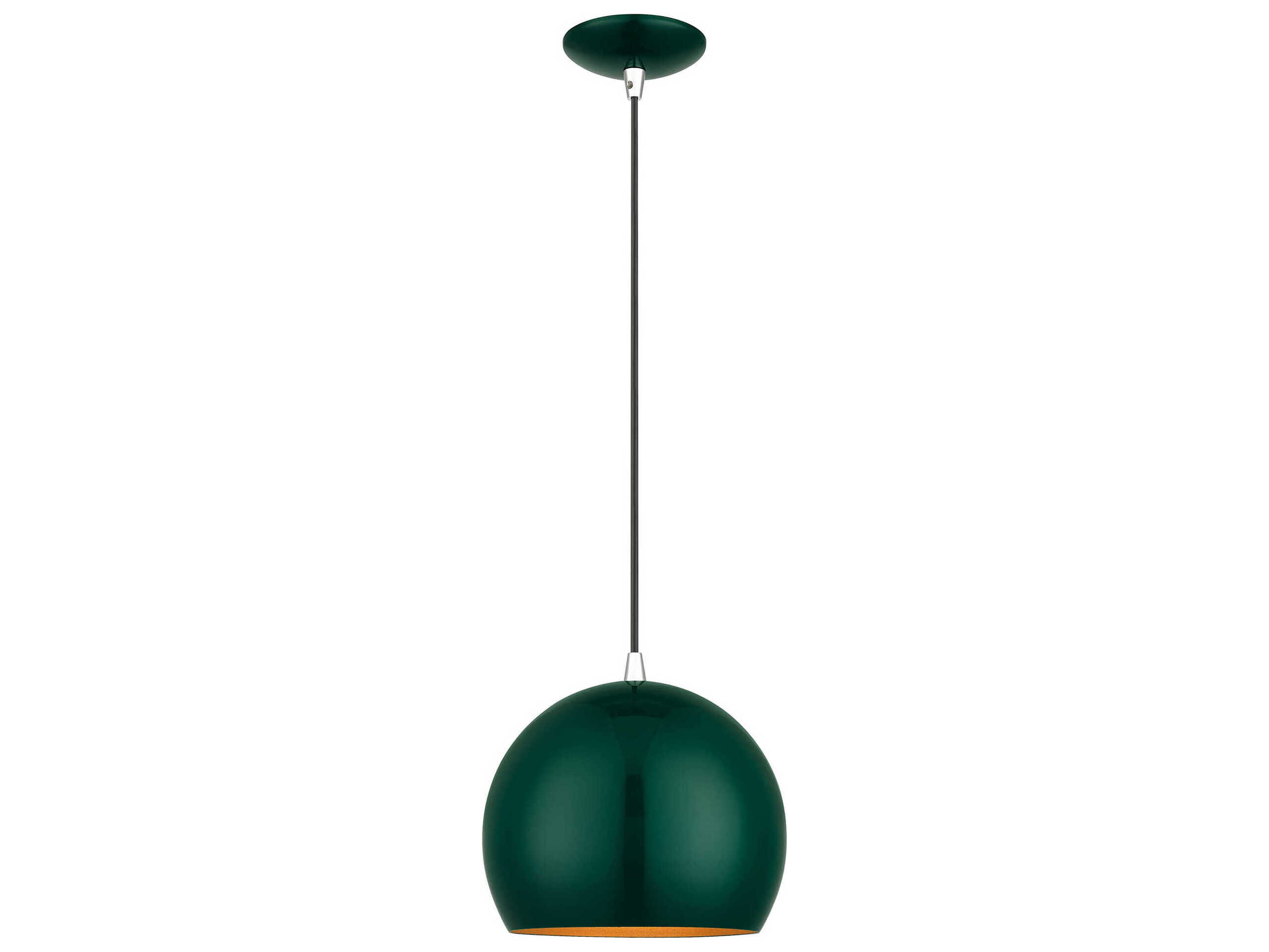 Livex Lighting Piedmont 1-Light Shiny Hunter Green Polished Chrome Globe Mini Pendant