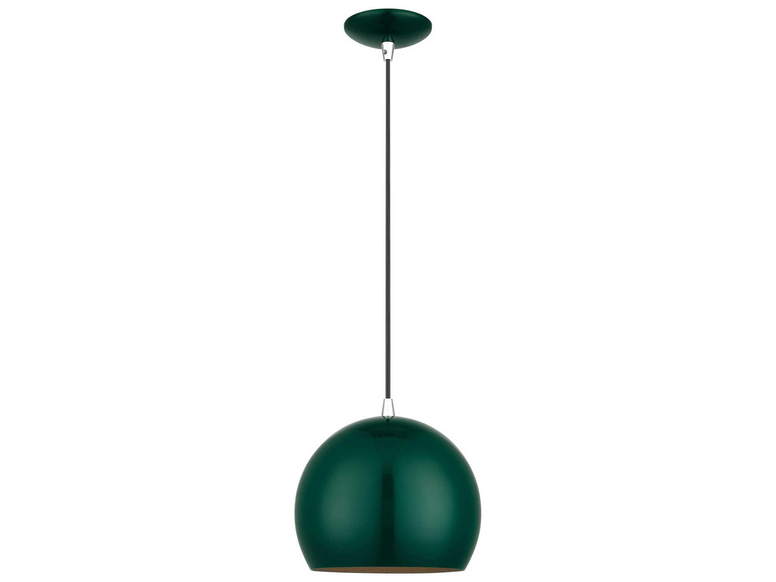 Livex Lighting Piedmont 1-Light Shiny Hunter Green Polished Chrome Globe Mini Pendant