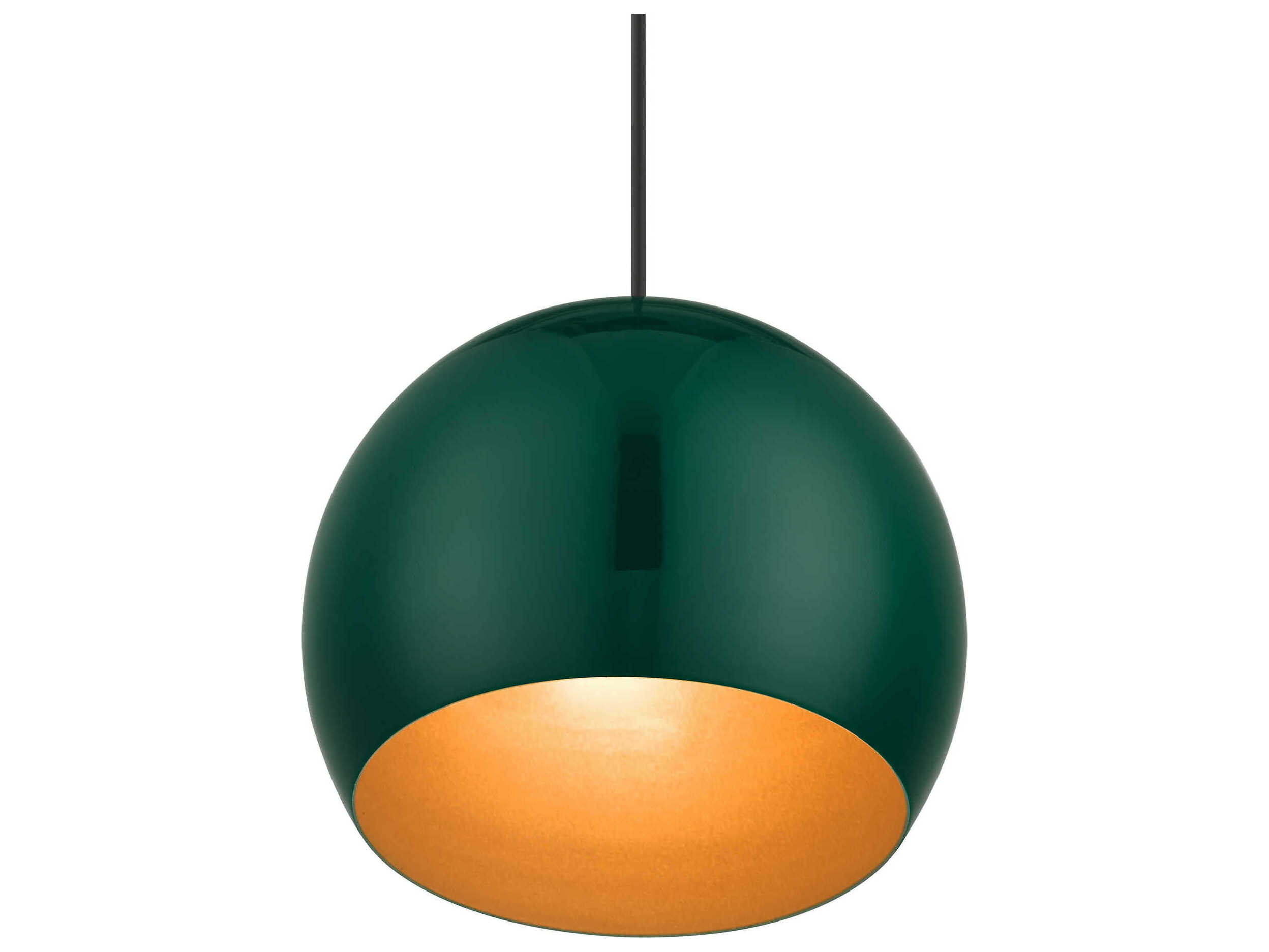 Livex Lighting Piedmont 1-Light Shiny Hunter Green Polished Chrome Globe Mini Pendant