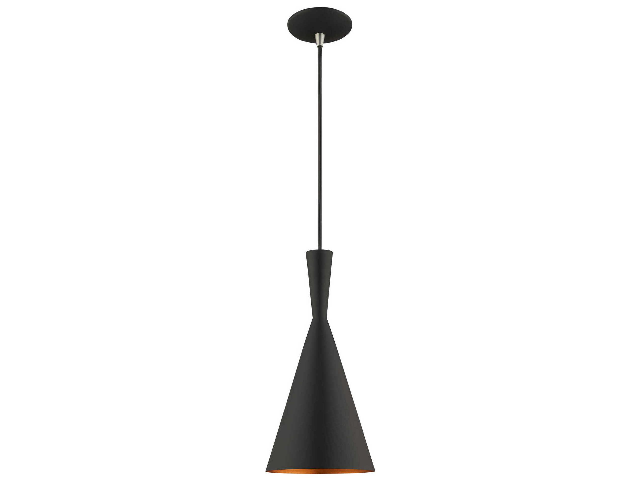 Livex Lighting 1-Light Black Gold Mini Pendant