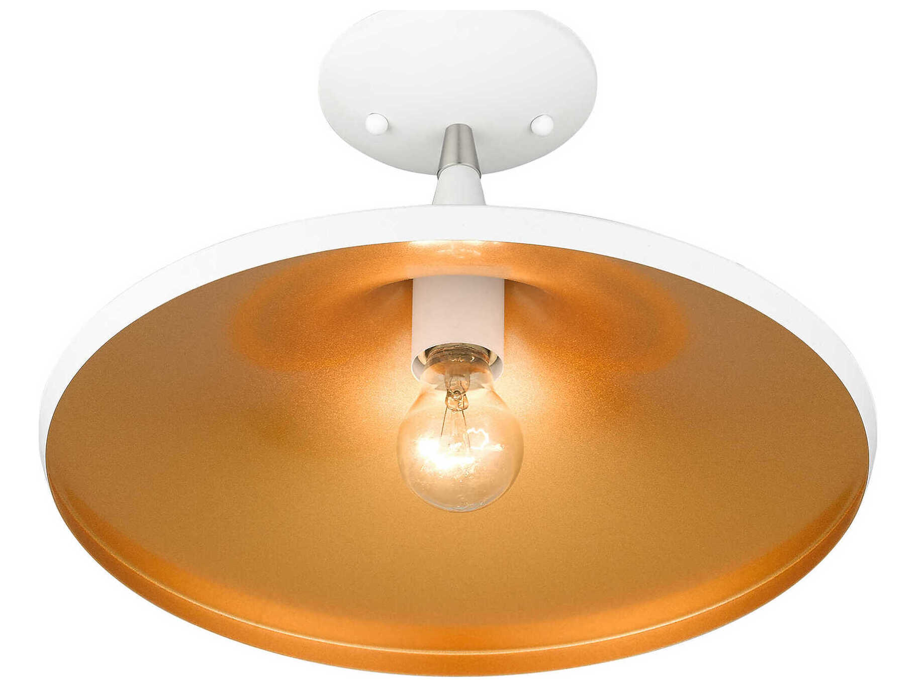 Livex Lighting Waldorf 1-Light White Brushed Nickel Semi Flush Mount