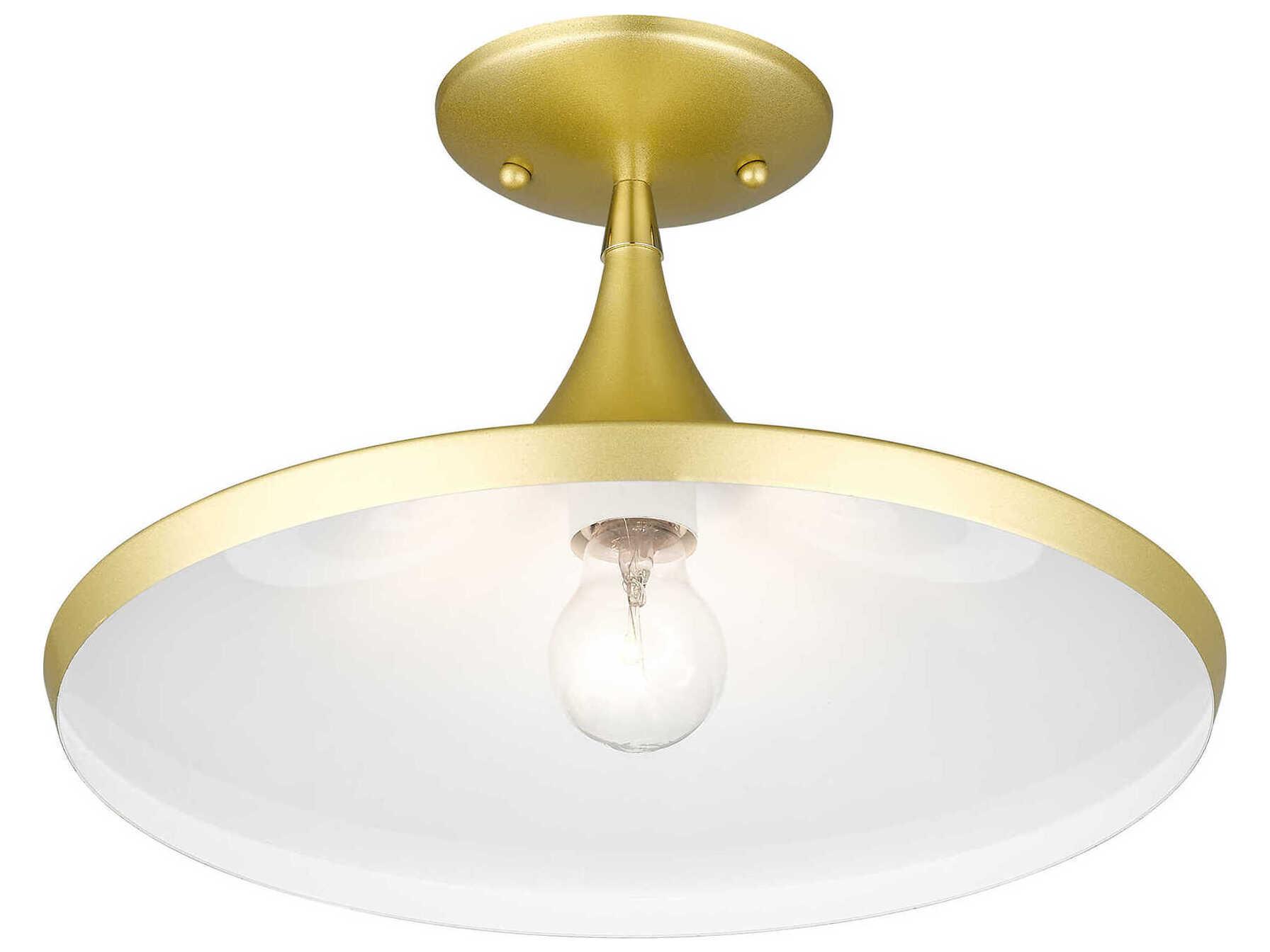 Livex Lighting Waldorf 1-Light Soft Gold Polished Brass Semi Flush Mount