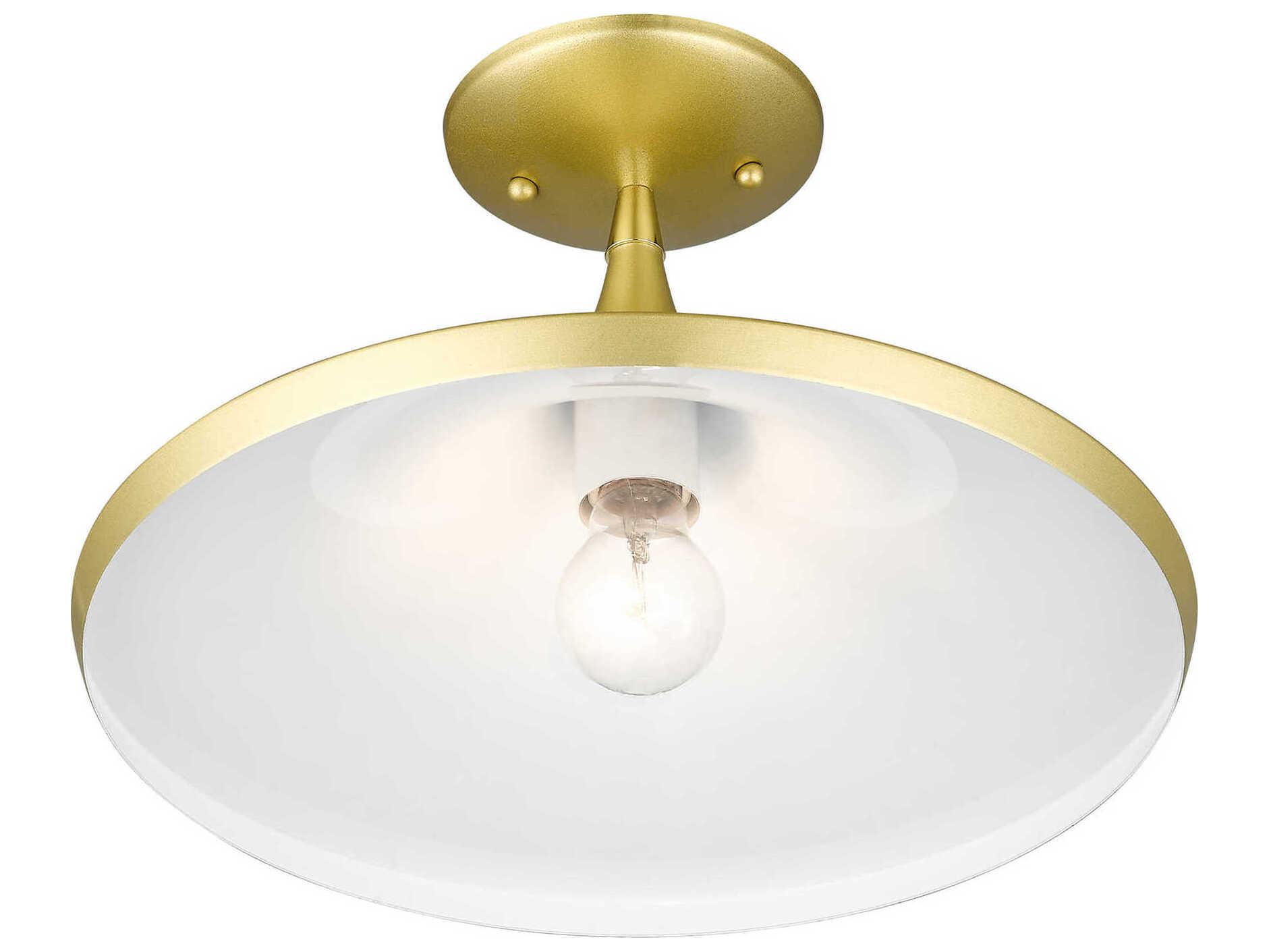 Livex Lighting Waldorf 1-Light Soft Gold Polished Brass Semi Flush Mount