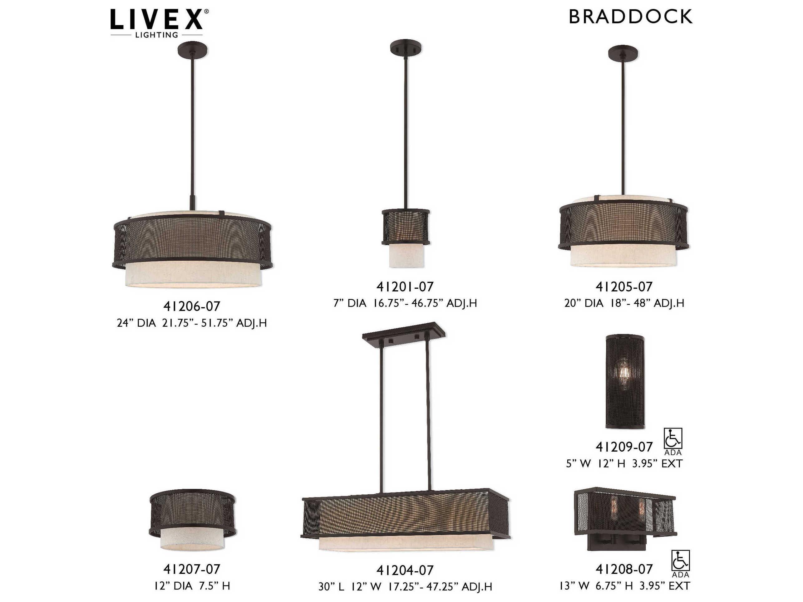 Livex Lighting Braddock 1-Light Bronze Cylinder Mini Pendant