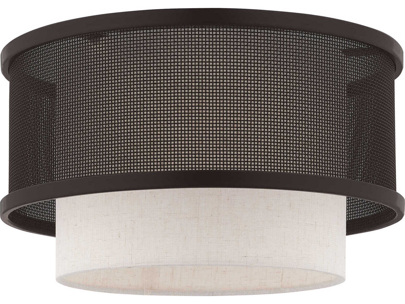Livex Lighting Braddock 1-Light Bronze Drum Flush Mount