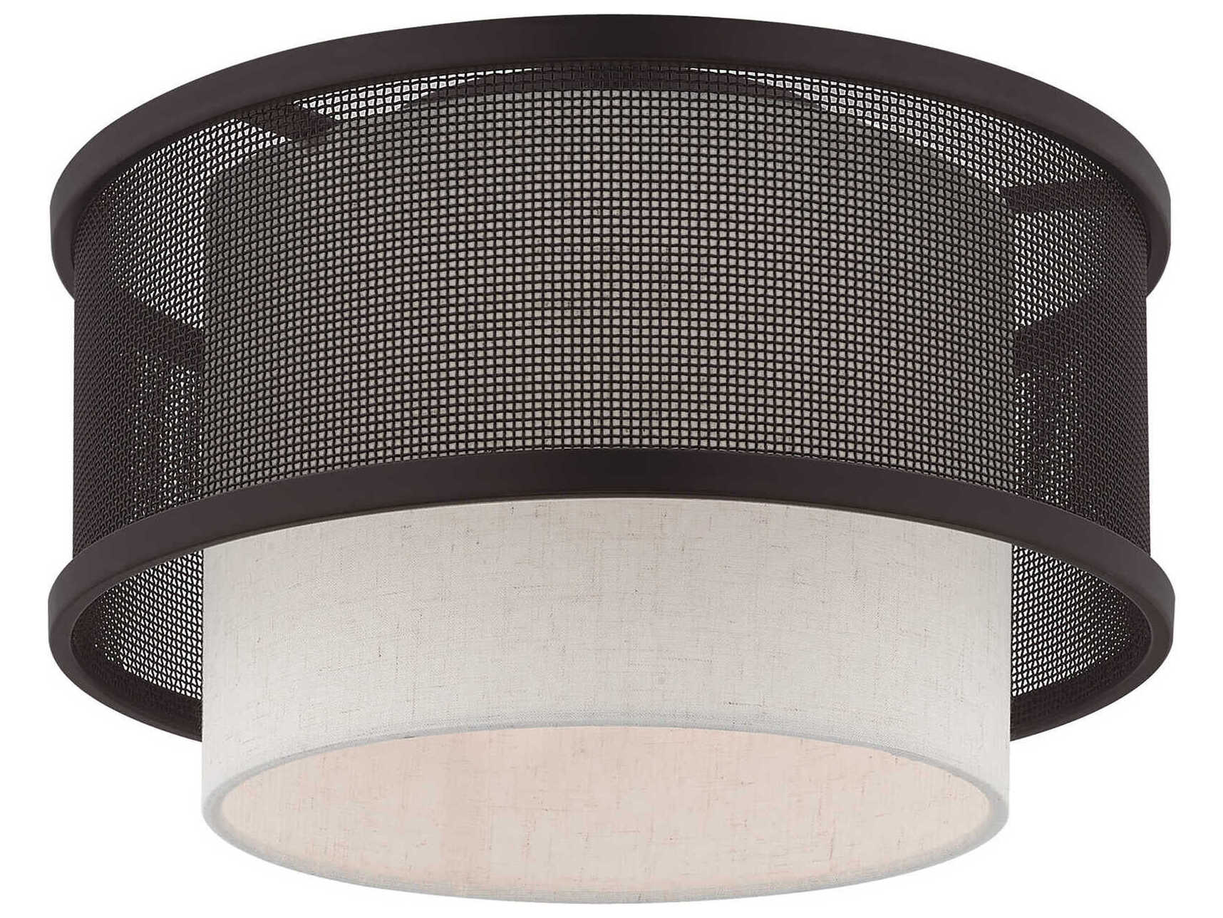 Livex Lighting Braddock 1-Light Bronze Drum Flush Mount