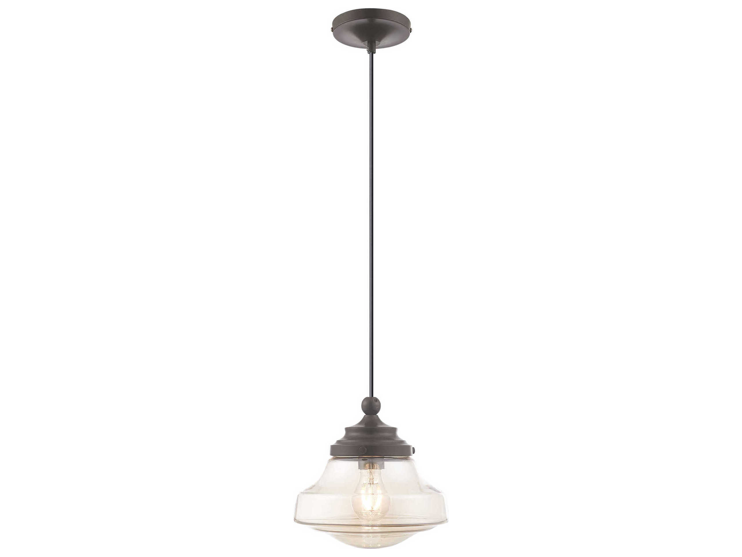 Livex Lighting Art Glass 1-Light English Bronze Clear Mini Pendant