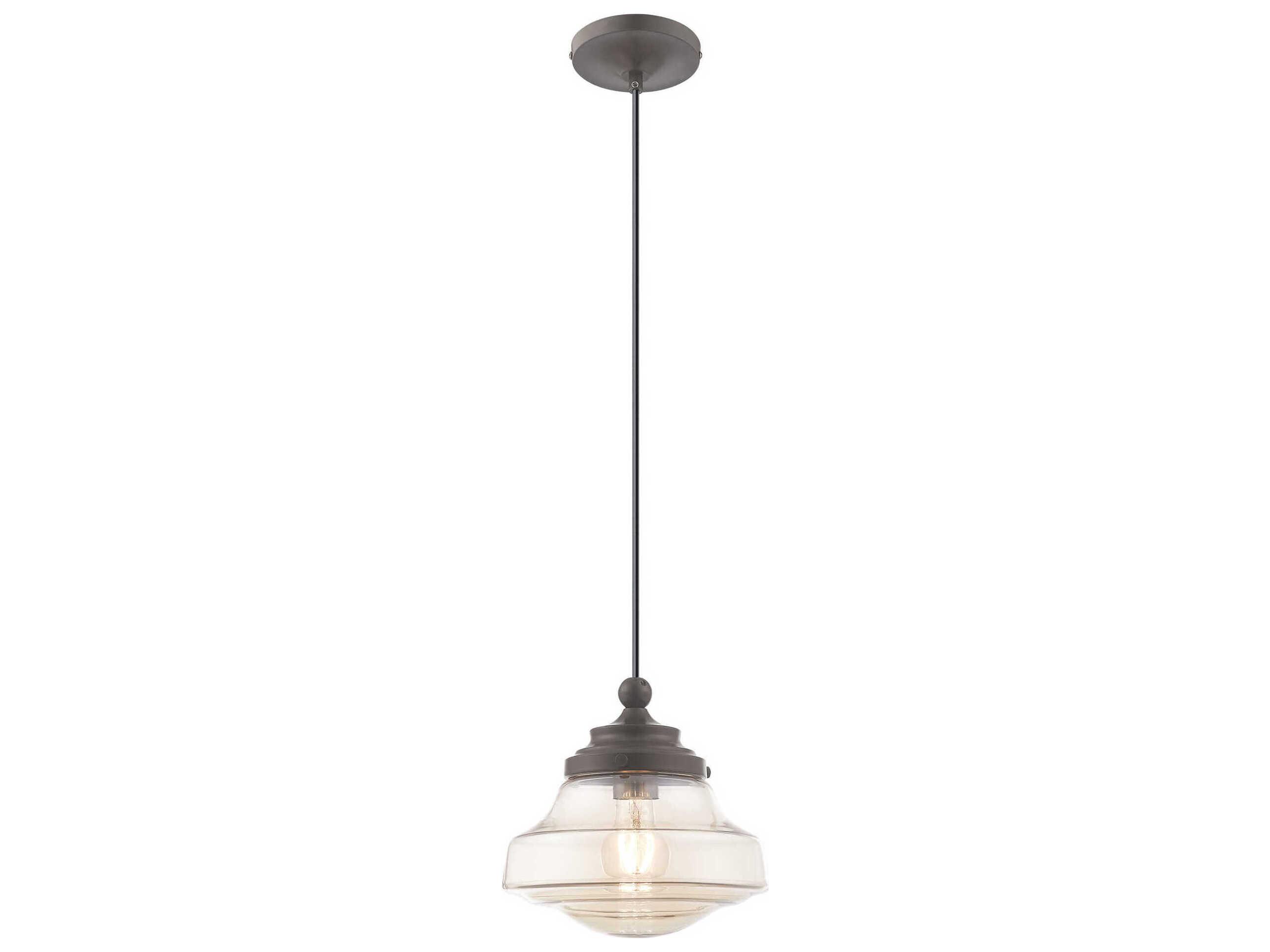 Livex Lighting Art Glass 1-Light English Bronze Clear Mini Pendant
