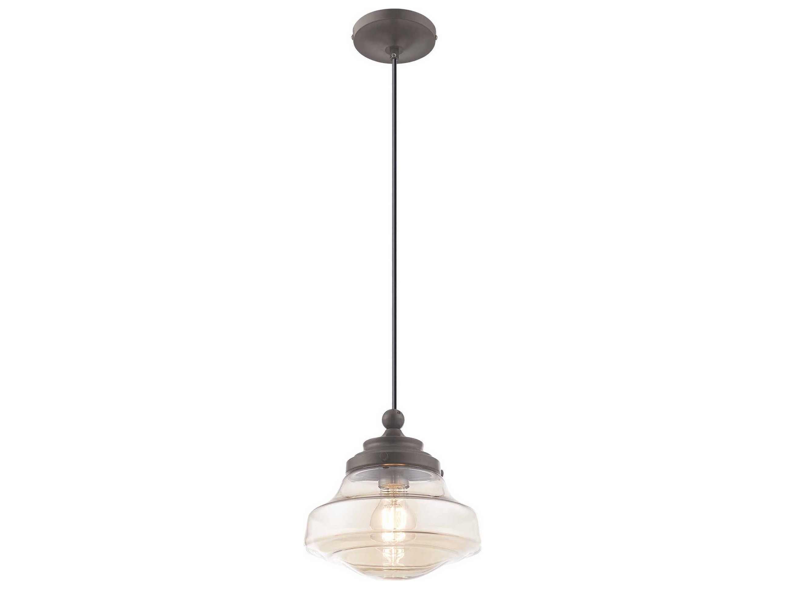 Livex Lighting Art Glass 1-Light English Bronze Clear Mini Pendant