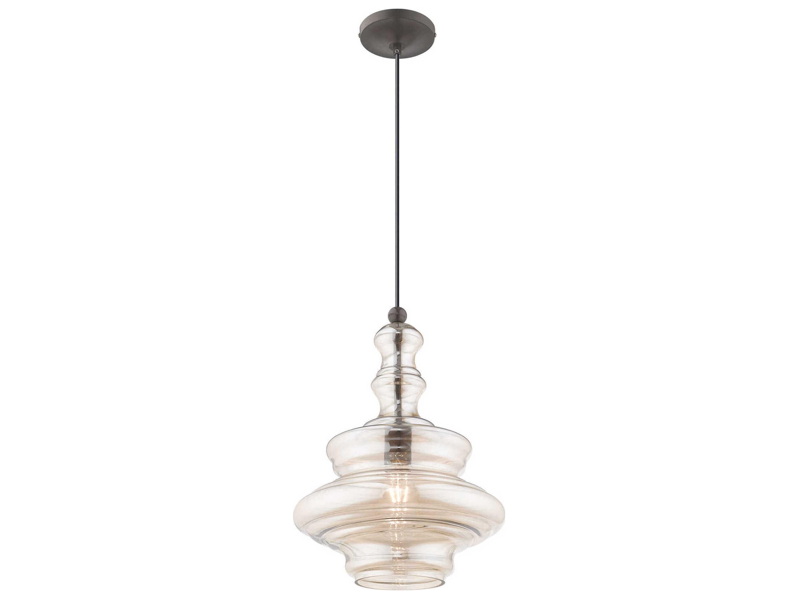 Livex Lighting Art Glass 1-Light English Bronze Pendant