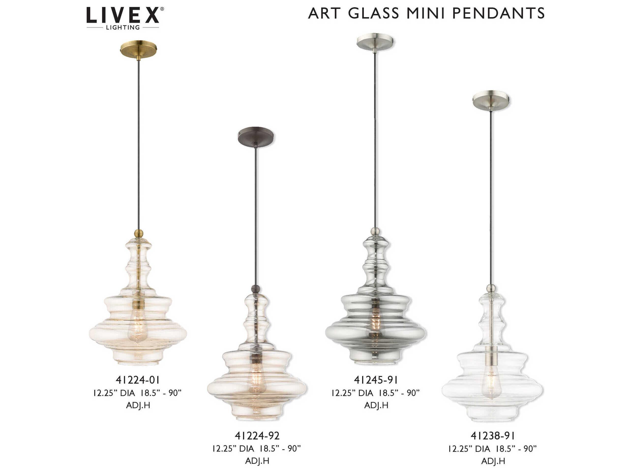 Livex Lighting Art Glass 1-Light English Bronze Pendant