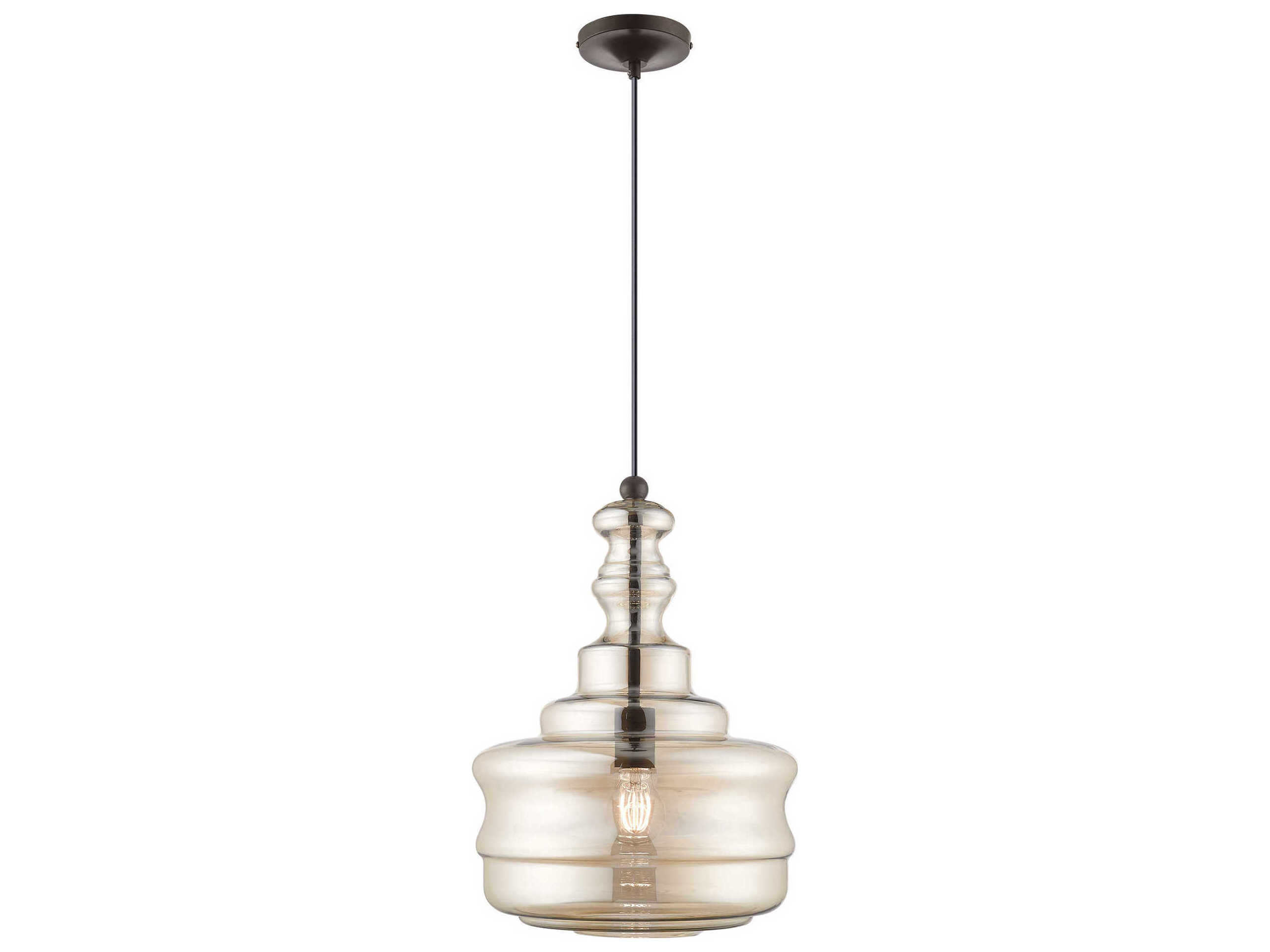 Livex Lighting Art Glass 1-Light English Bronze Clear Pendant