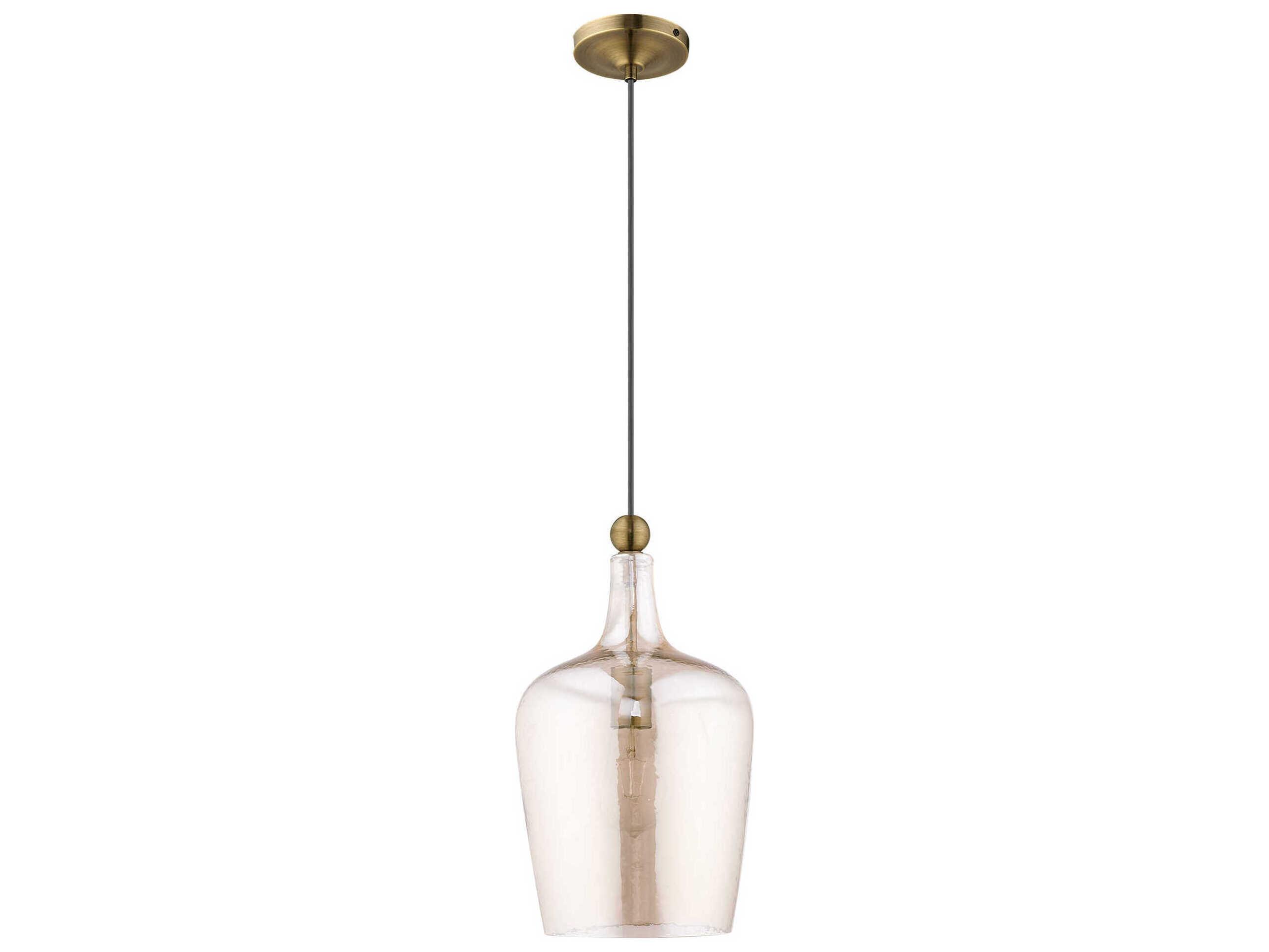 Livex Lighting Art Glass 1-Light Antique Brass Mini Pendant