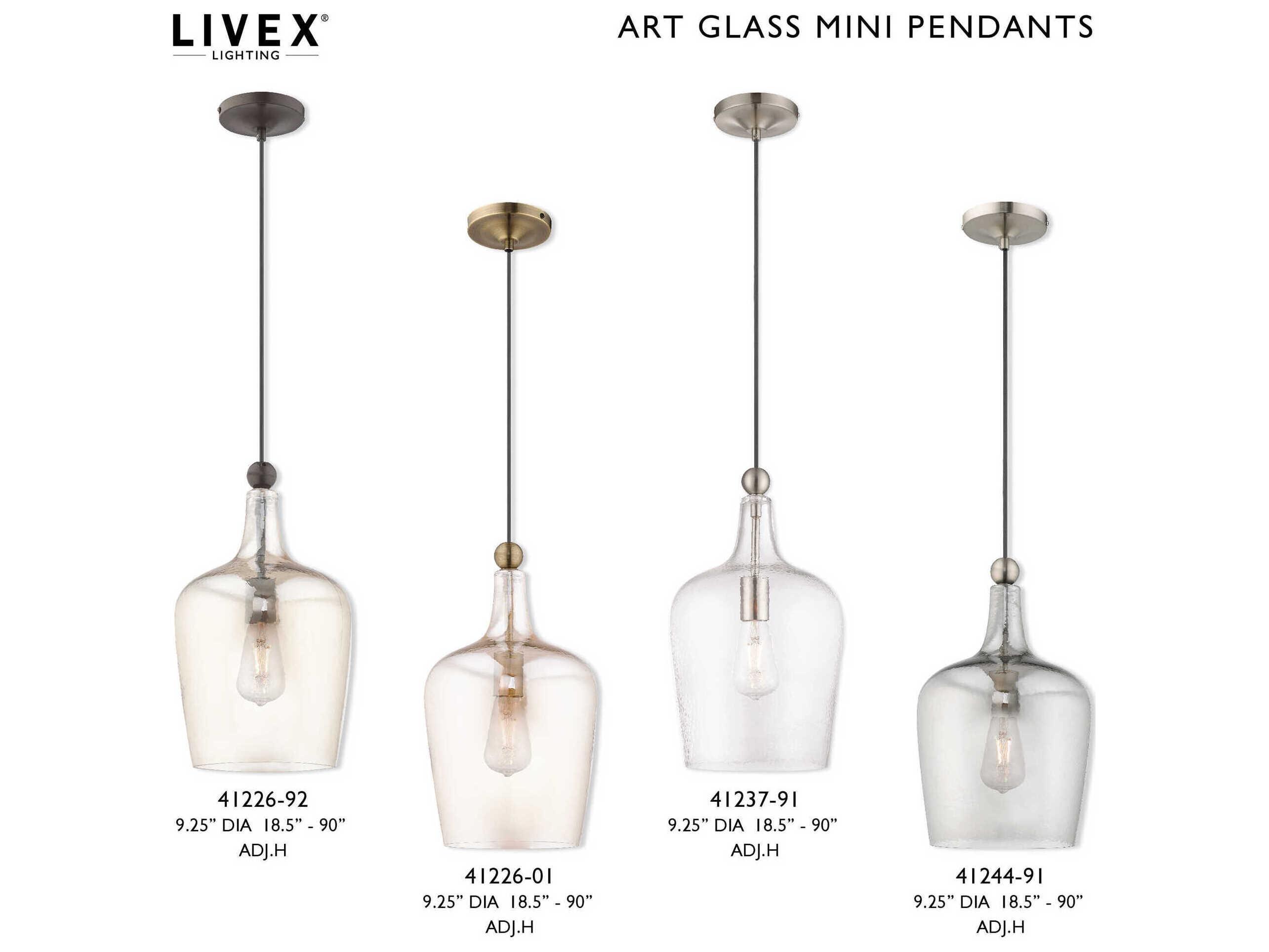 Livex Lighting Art Glass 1-Light English Bronze Cylinder Mini Pendant