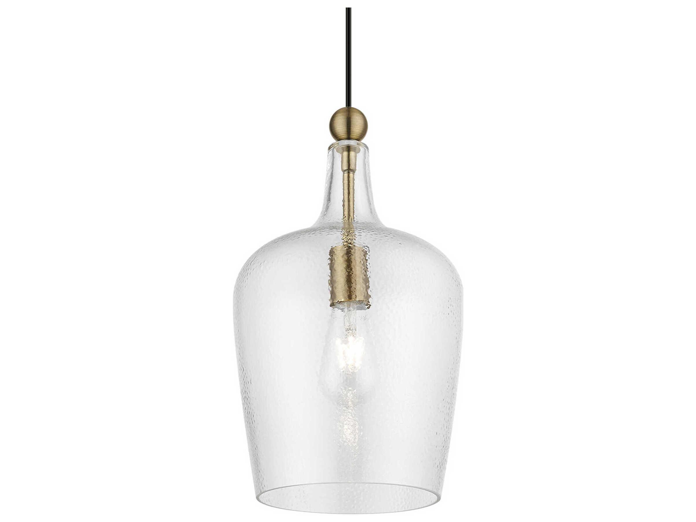 Livex Lighting Avery 1-Light Antique Brass Glass Bell Mini Pendant